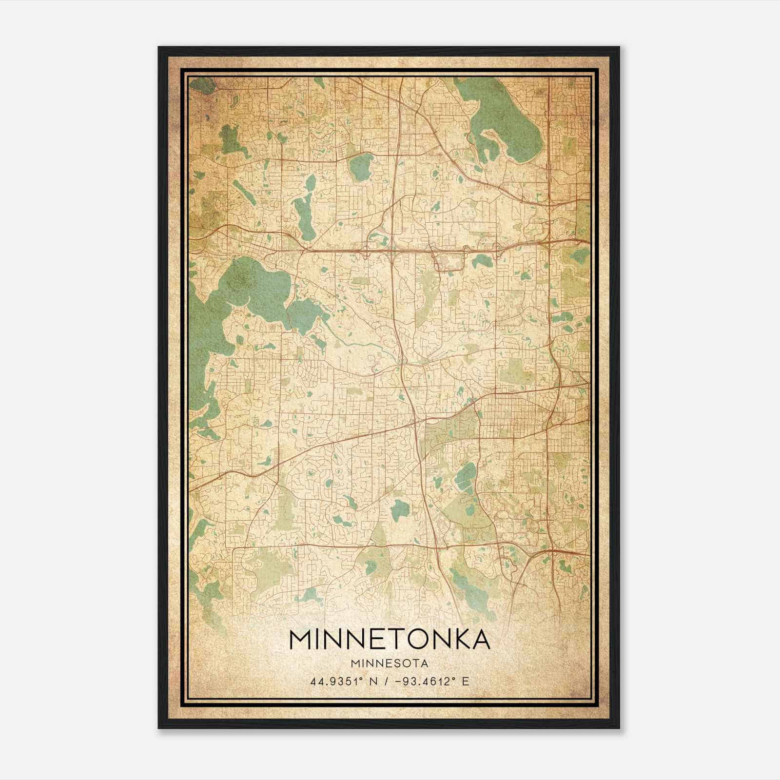 Vintage Minnetonka Minnesota Map Poster, Modern Home Decor Wall Art Print Vintage Minnetonka Minnesota Map Poster, Modern Home Decor Wall Art Print