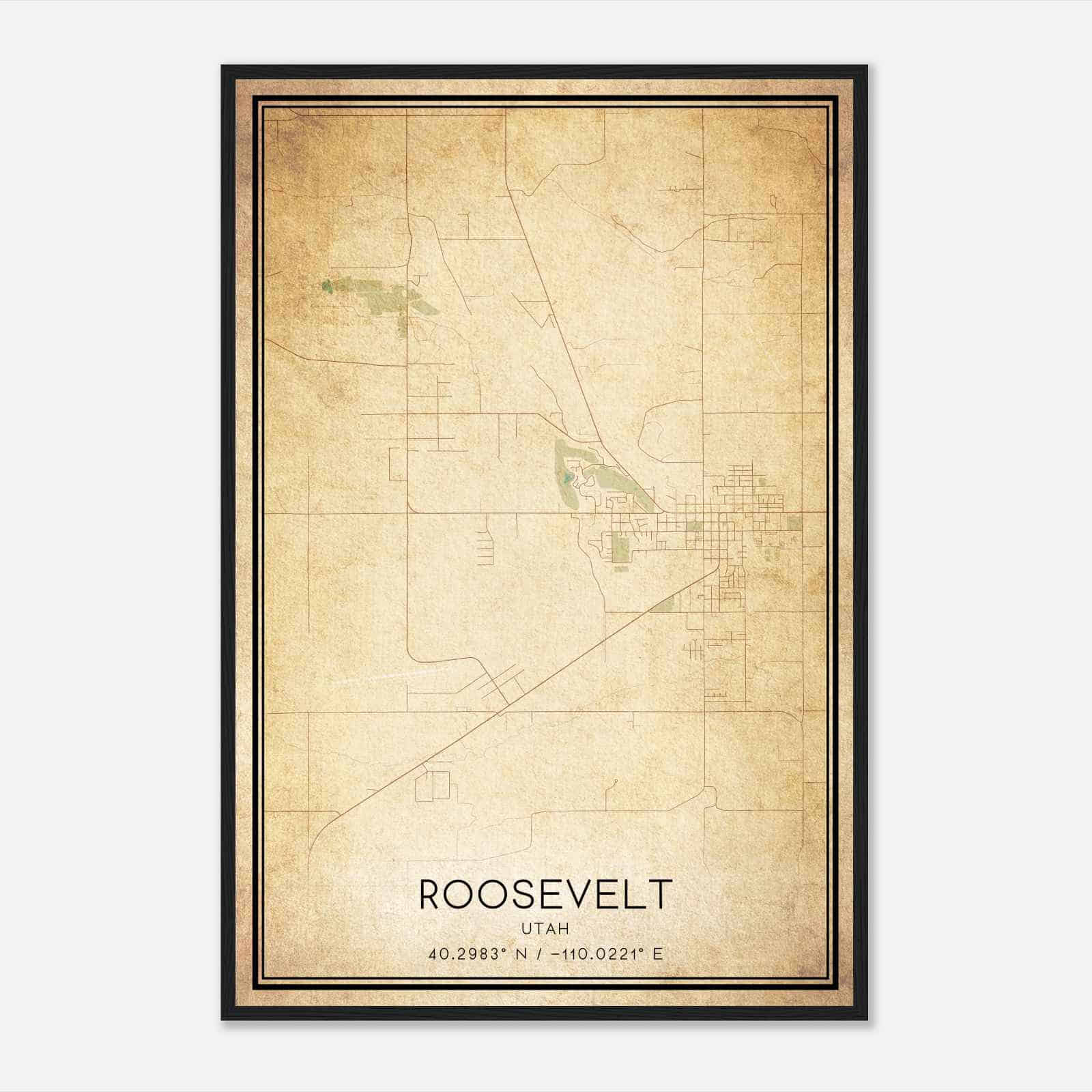 Vintage Roosevelt Utah Map Poster, Modern Home Decor Wall Art Print