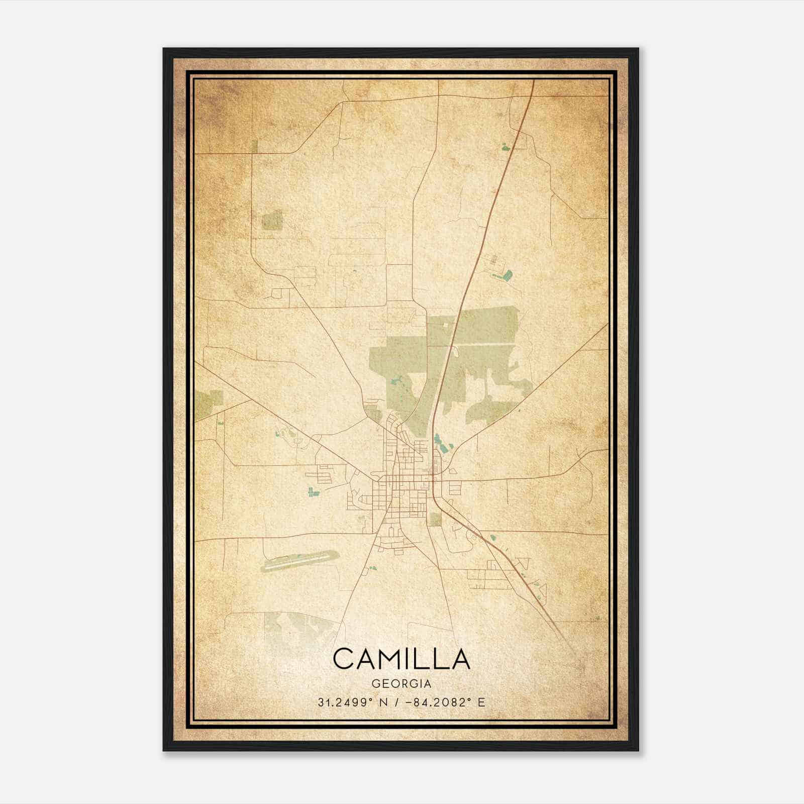 Vintage Camilla Georgia Map Poster, Modern Home Decor Wall Art Print