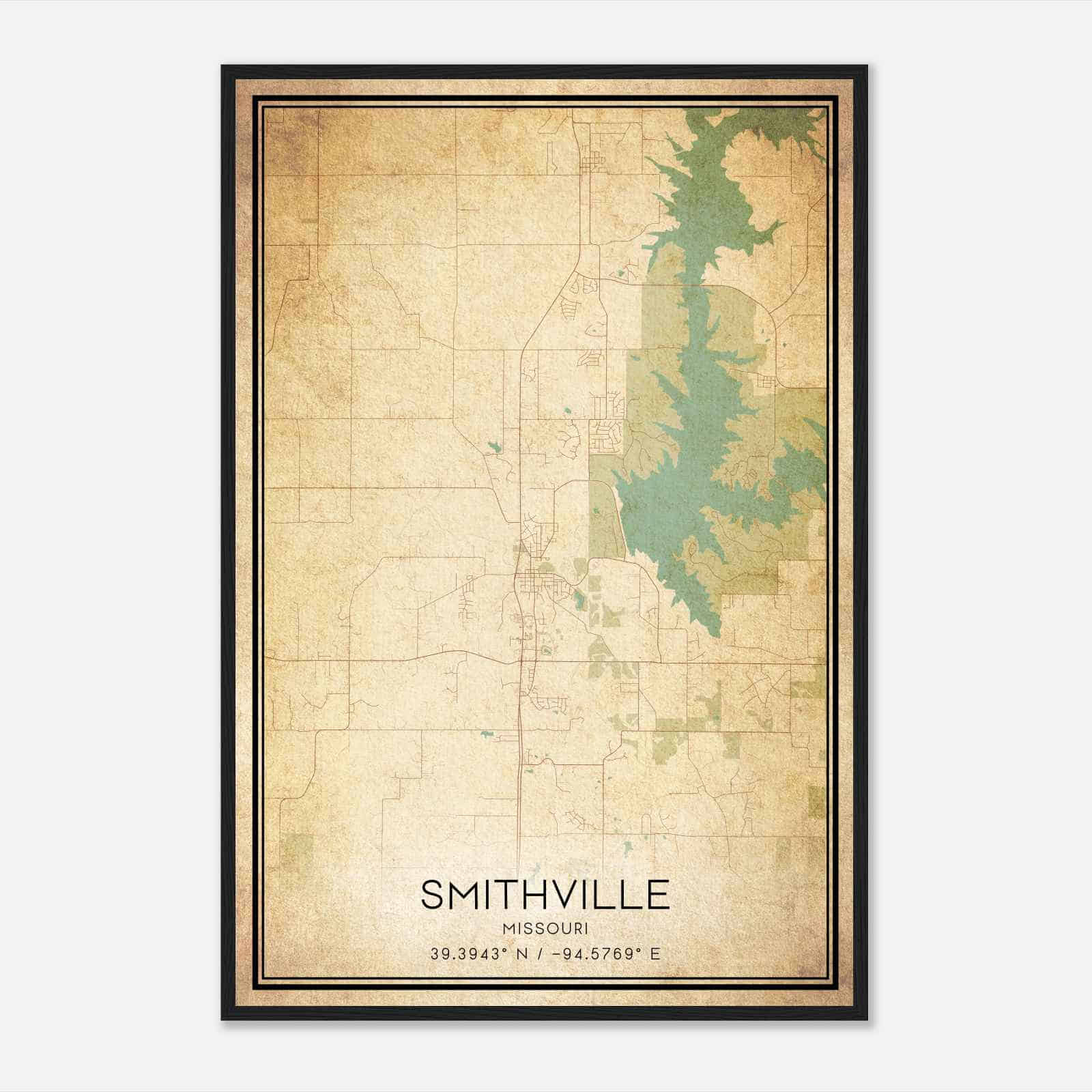 Vintage Smithville Missouri Map Poster, Modern Home Decor Wall Art Print
