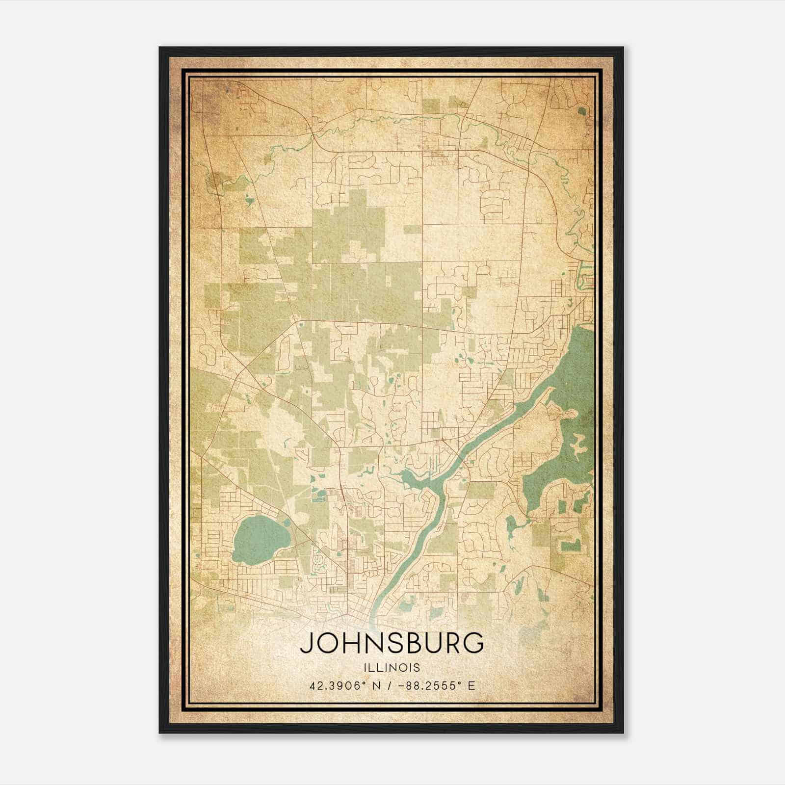 Vintage Johnsburg Illinois Map Poster, Modern Home Decor Wall Art Print