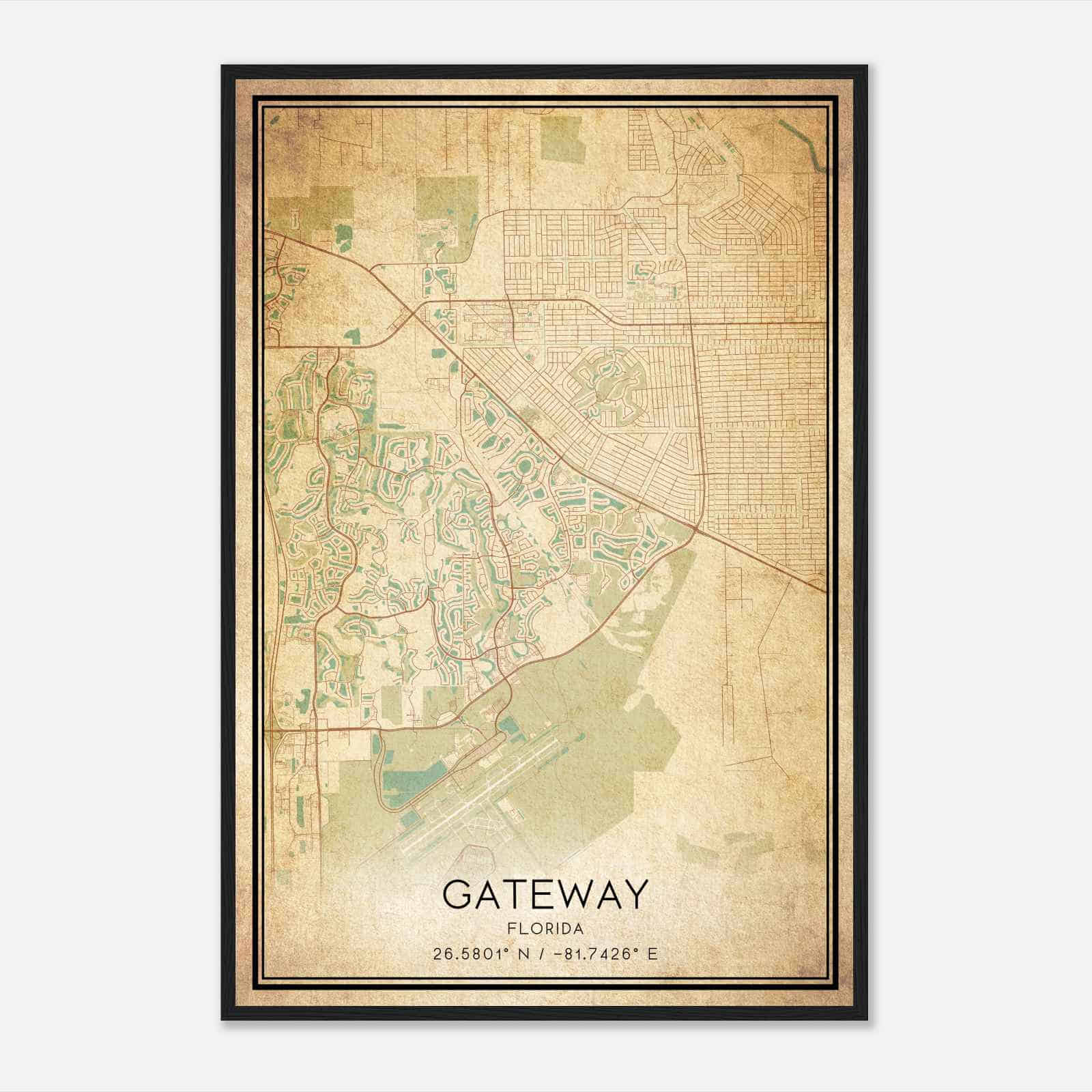 Vintage Gateway Florida Map Poster, Modern Home Decor Wall Art Print Vintage Gateway Florida Map Poster, Modern Home Decor Wall Art Print