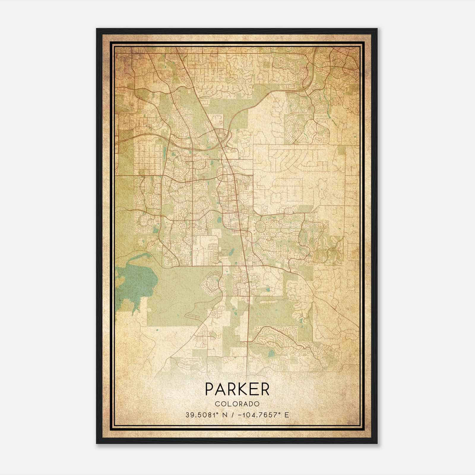 Vintage Parker Colorado Map Poster, Modern Home Decor Wall Art Print