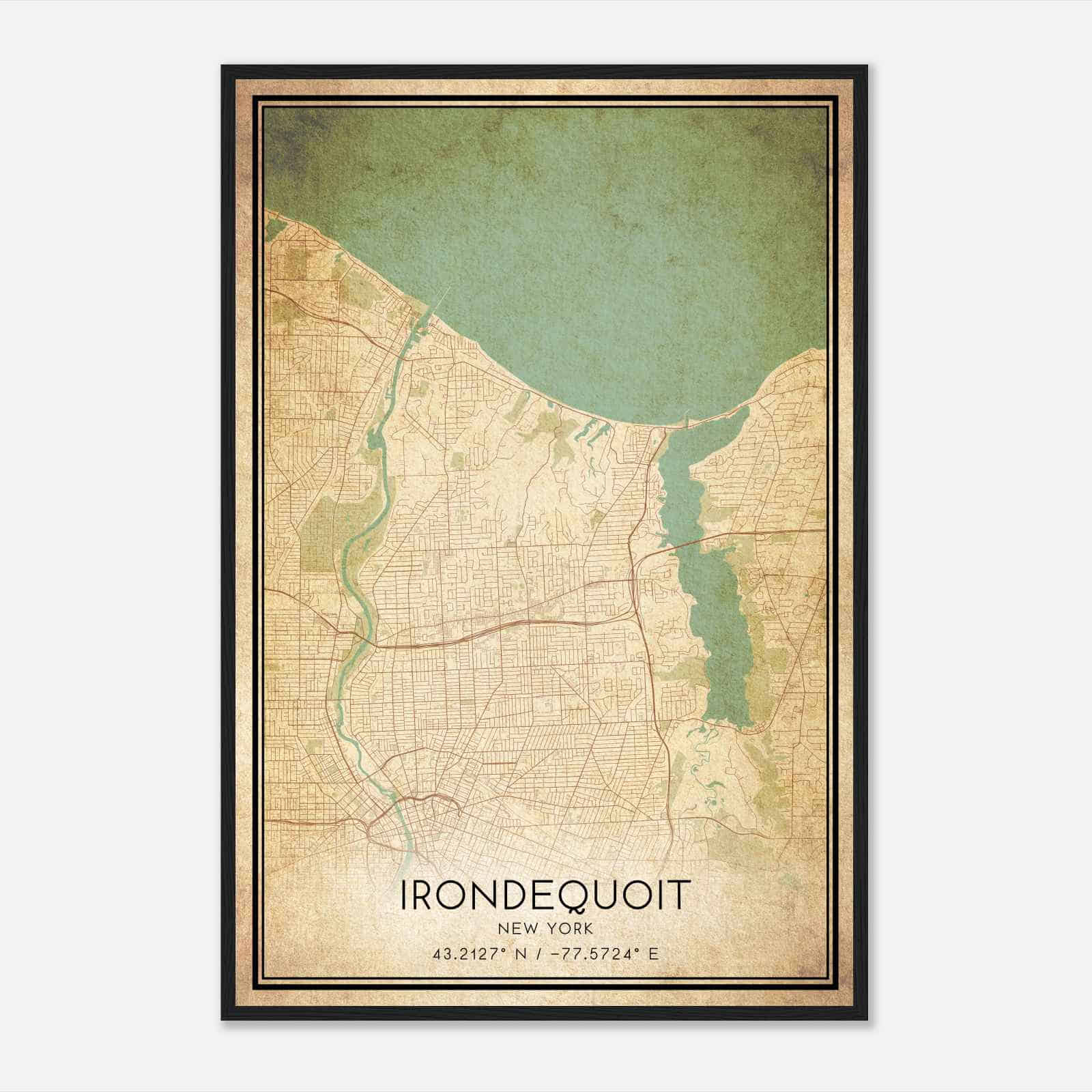 Vintage Irondequoit New York Map Poster, Modern Home Decor Wall Art Print Vintage Irondequoit New York Map Poster, Modern Home Decor Wall Art Print