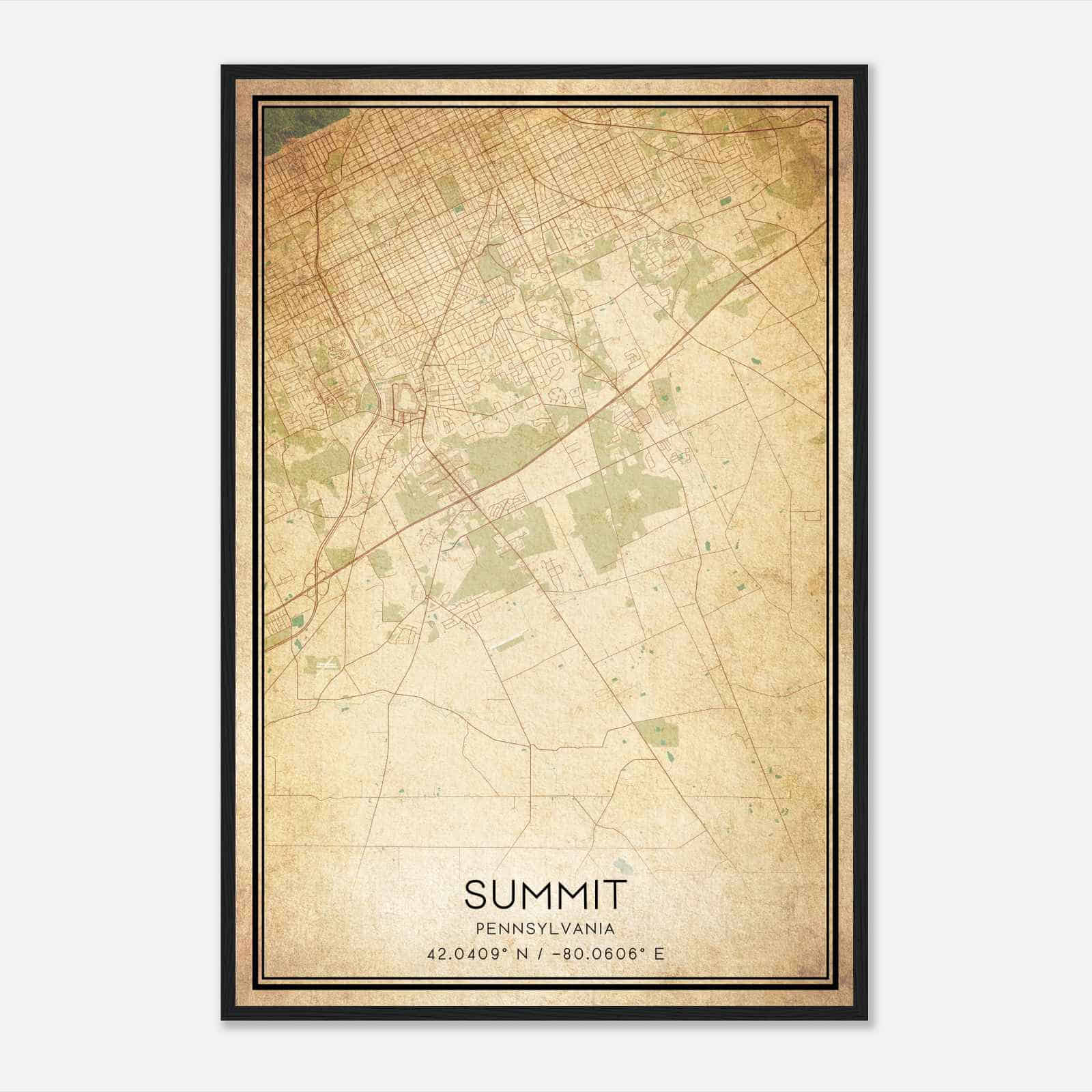 Vintage Summit Pennsylvania Map Poster, Modern Home Decor Wall Art Print