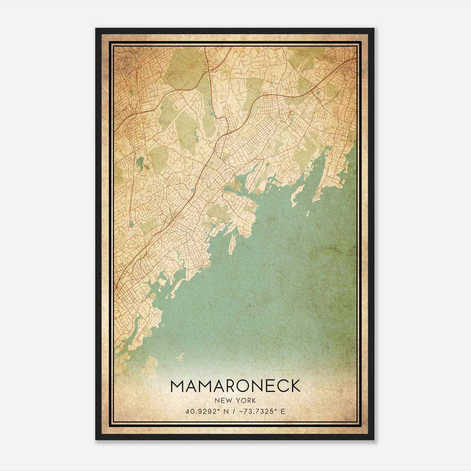 Vintage Mamaroneck New York Map Poster, Modern Home Decor Wall Art Print