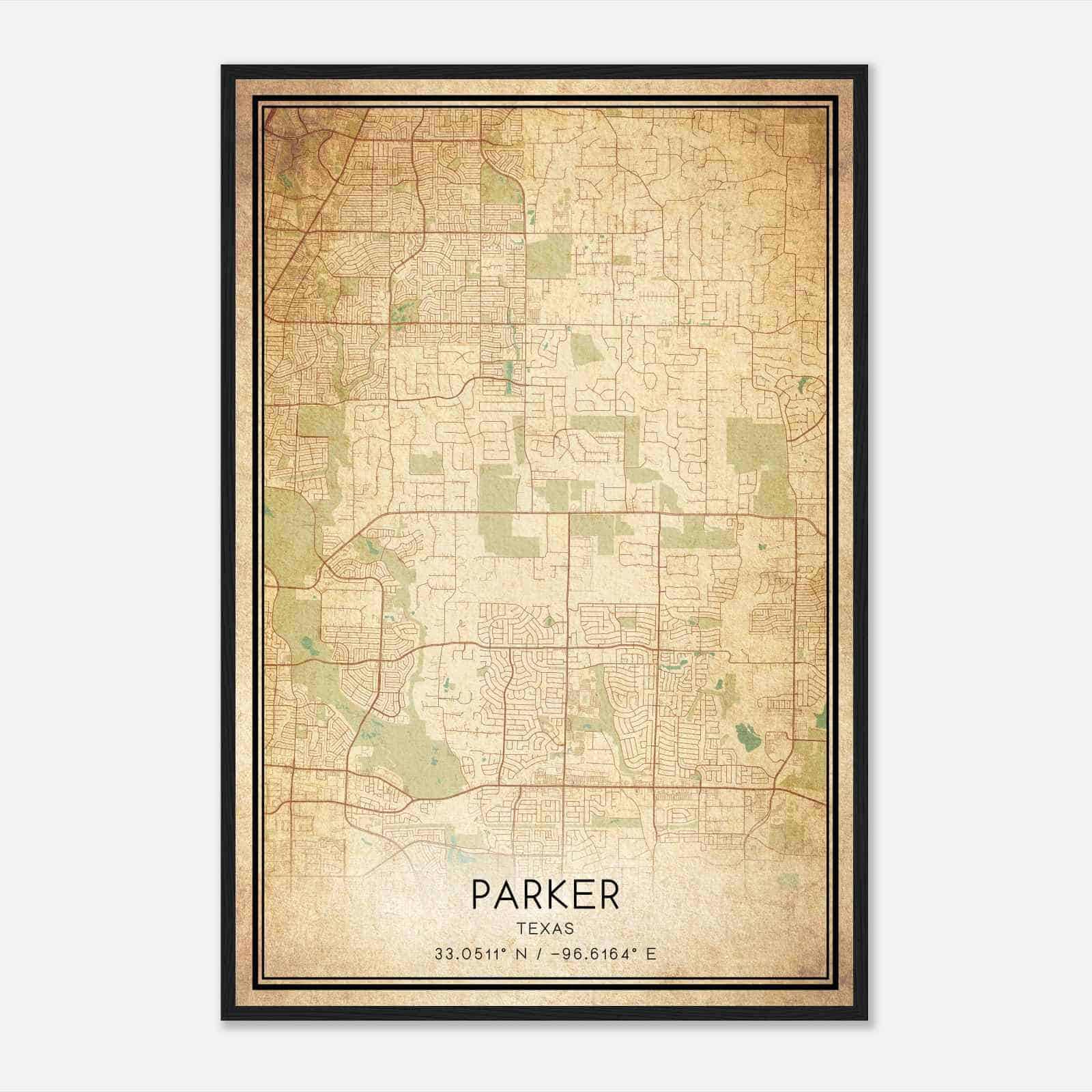 Vintage Parker Texas Map Poster, Modern Home Decor Wall Art Print