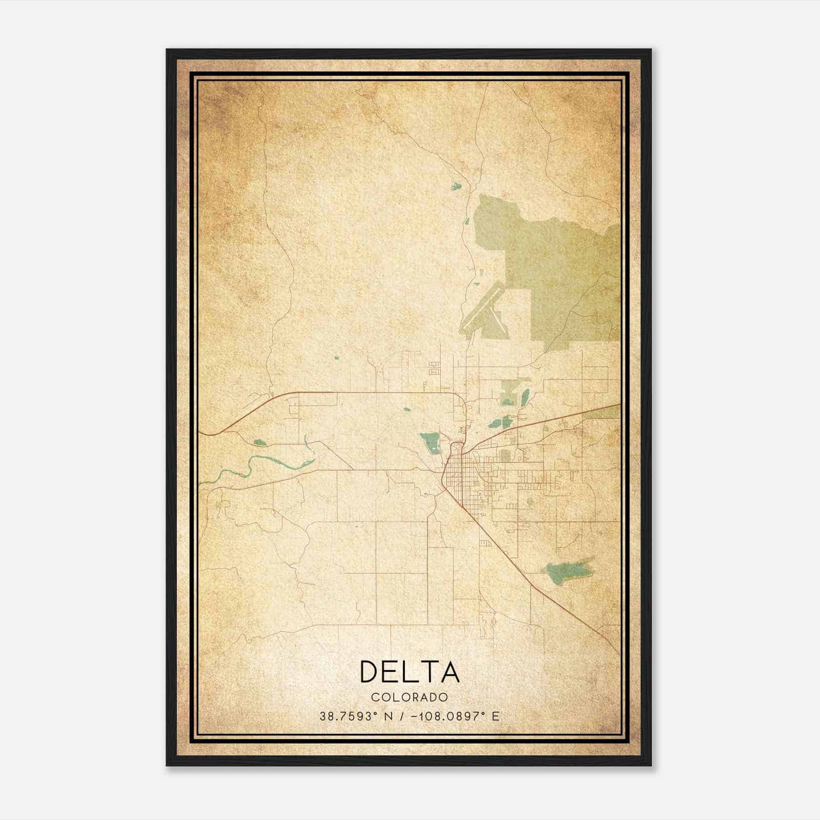 Vintage Delta Colorado Map Poster, Modern Home Decor Wall Art Print