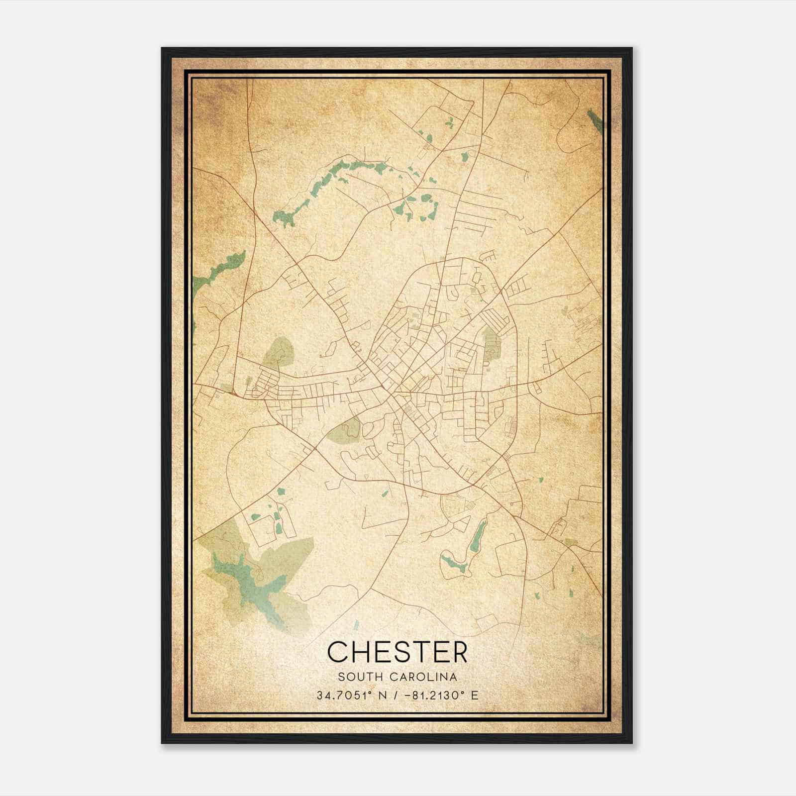 Vintage Chester South Carolina Map Poster, Modern Home Decor Wall Art Print Vintage Chester South Carolina Map Poster, Modern Home Decor Wall Art Print