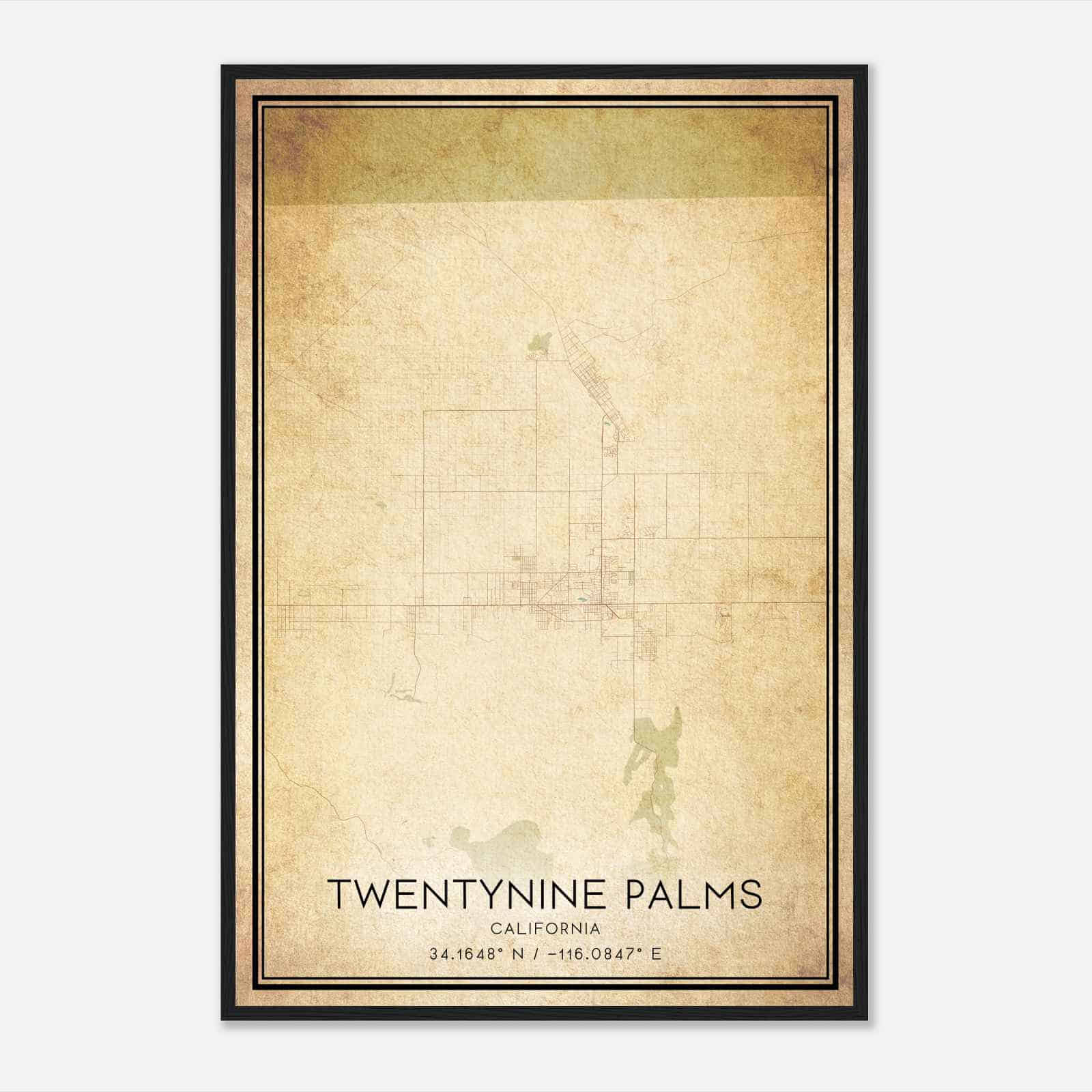 Vintage Twentynine Palms California Map Poster, Modern Home Decor Wall Art Print
