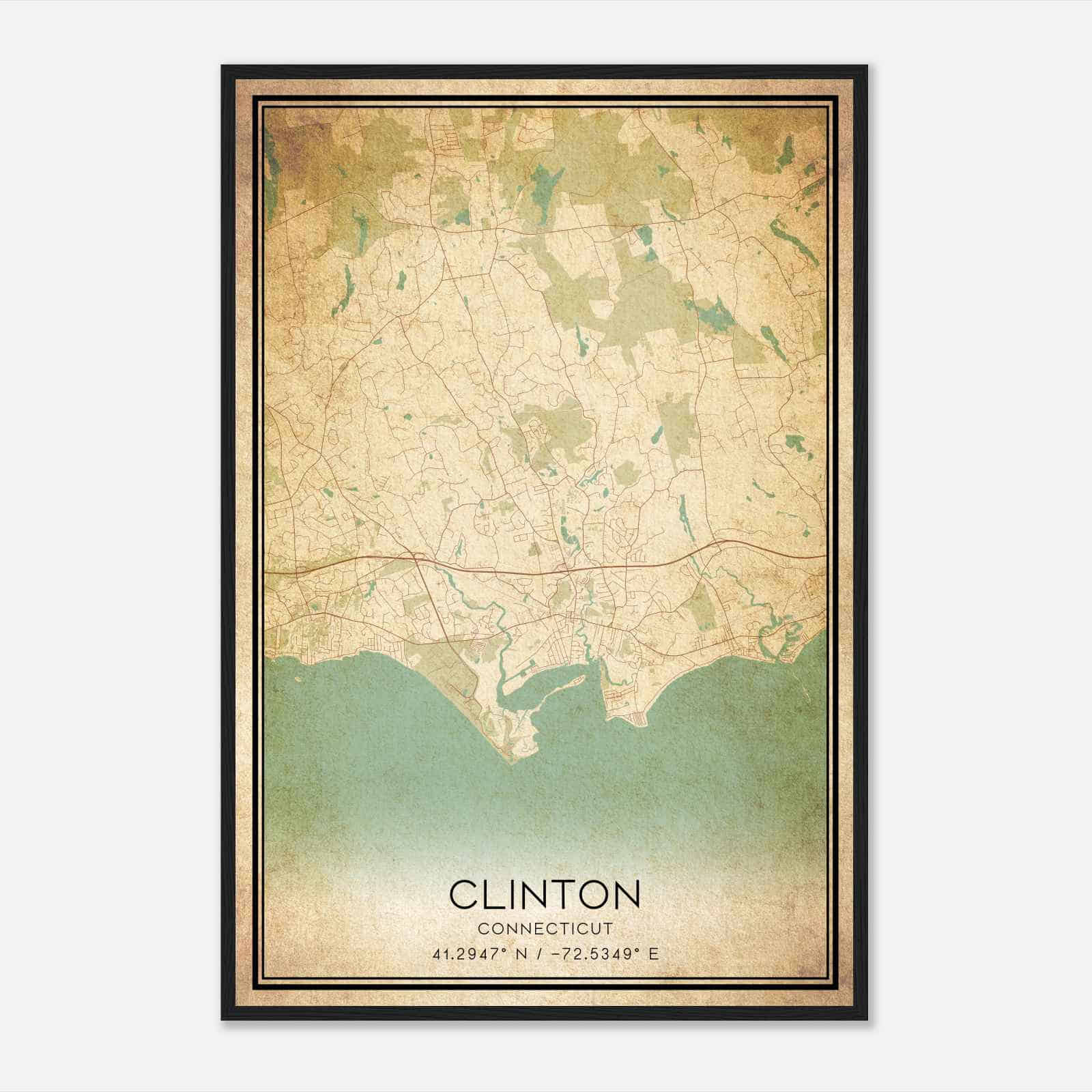 Vintage Clinton Connecticut Map Poster, Modern Home Decor Wall Art Print Vintage Clinton Connecticut Map Poster, Modern Home Decor Wall Art Print