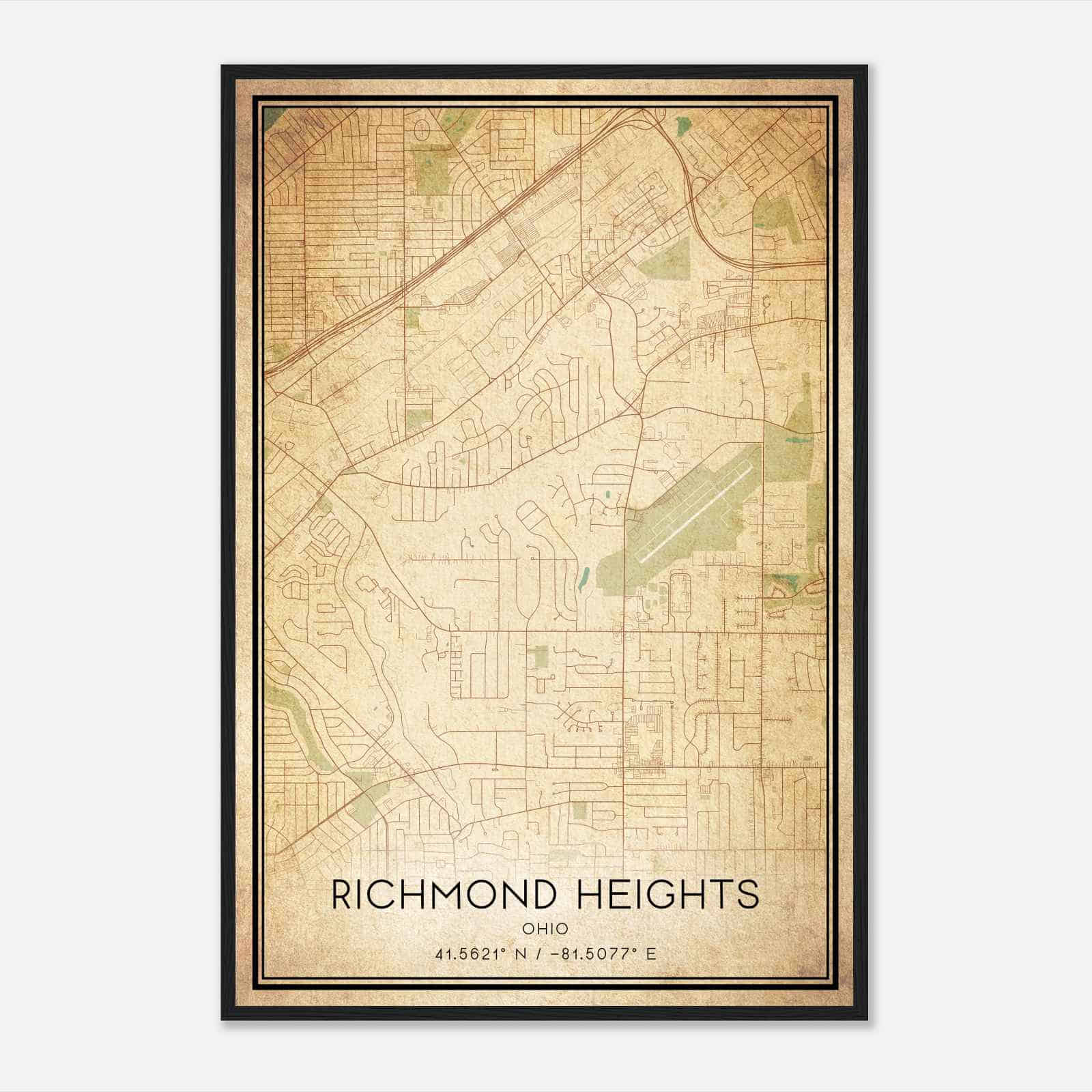 Vintage Richmond Heights Ohio Map Poster, Modern Home Decor Wall Art Print