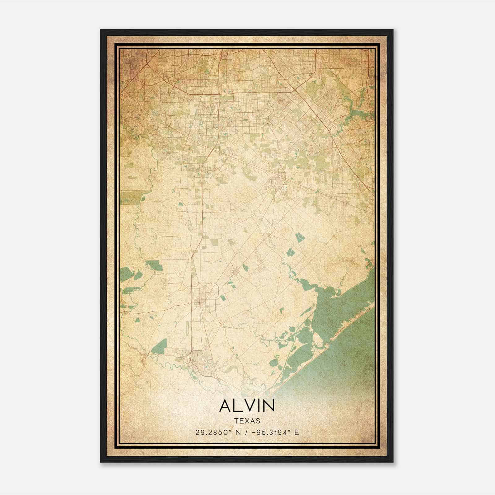 Vintage Alvin Texas Map Poster, Modern Home Decor Wall Art Print Vintage Alvin Texas Map Poster, Modern Home Decor Wall Art Print