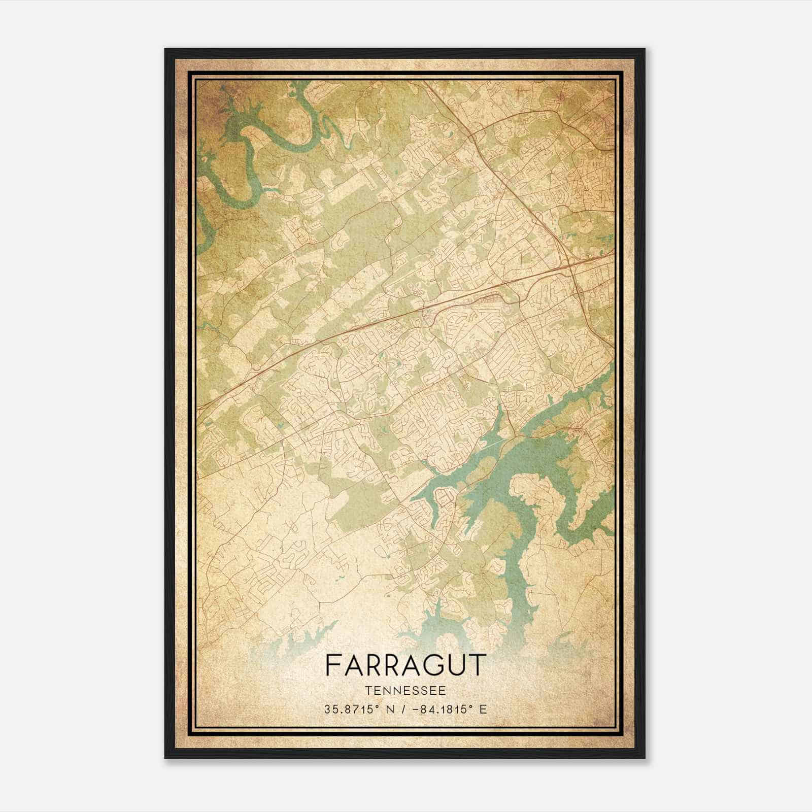 Vintage Farragut Tennessee Map Poster, Modern Home Decor Wall Art Print Vintage Farragut Tennessee Map Poster, Modern Home Decor Wall Art Print