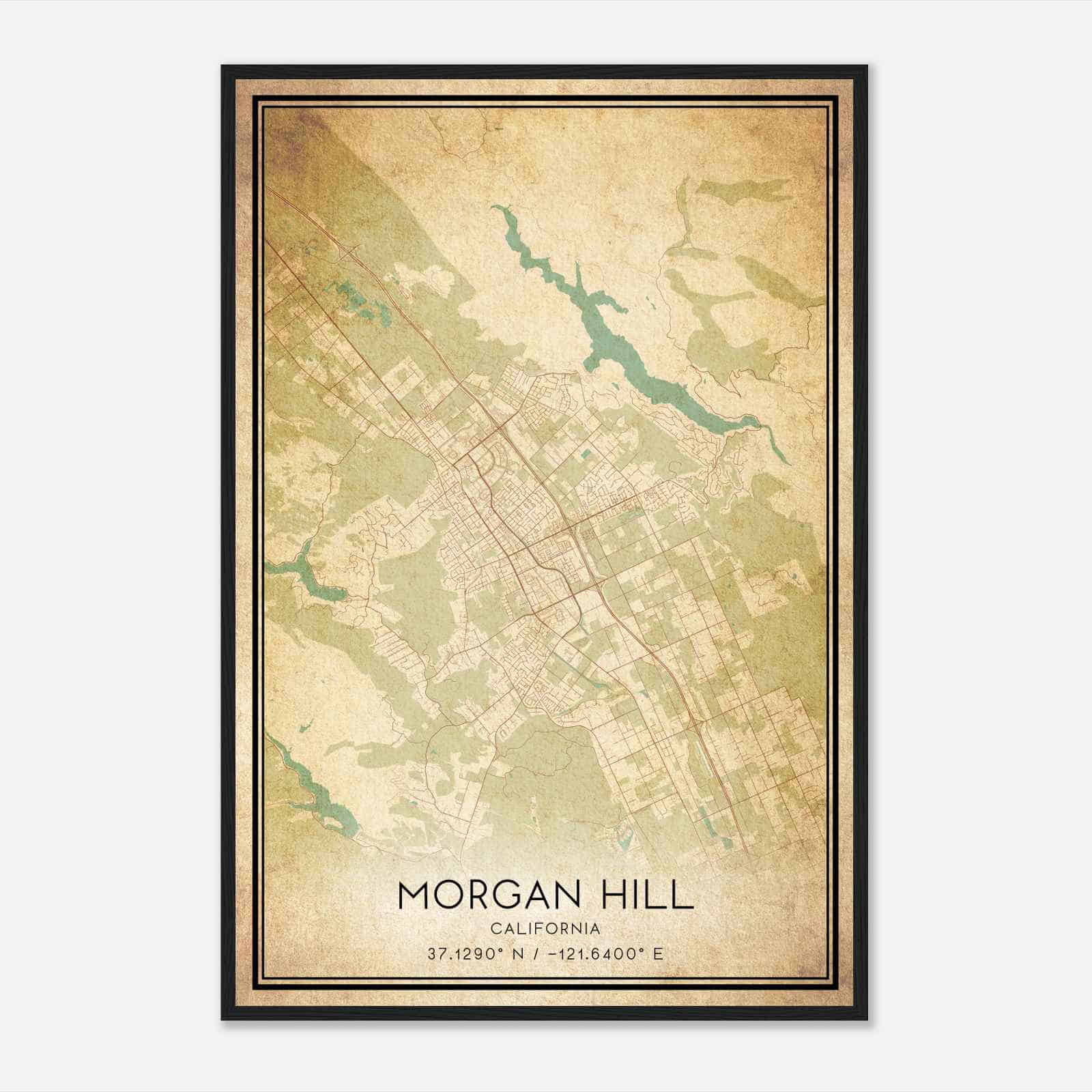 Vintage Morgan Hill California Map Poster, Modern Home Decor Wall Art Print