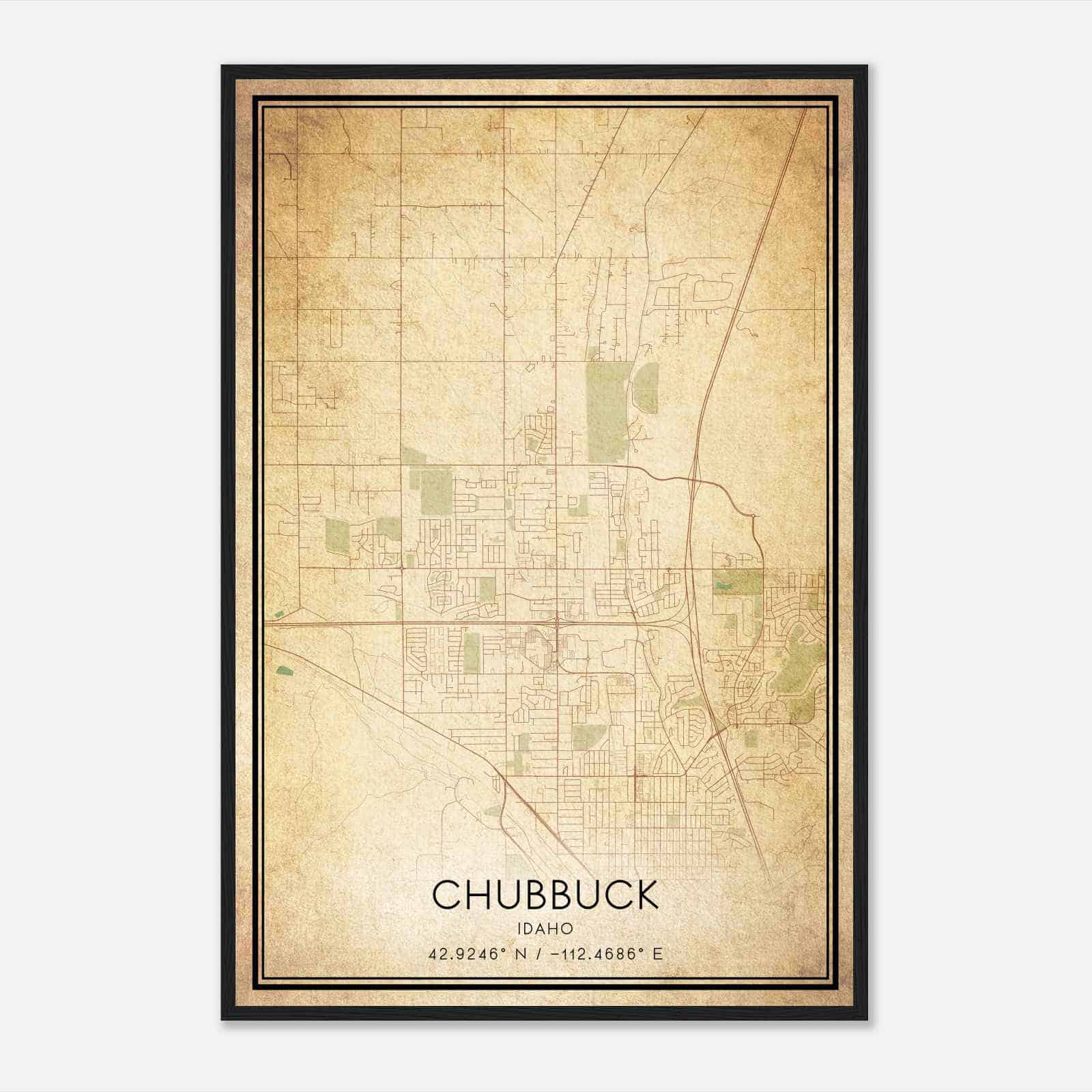 Vintage Chubbuck Idaho Map Poster, Modern Home Decor Wall Art Print