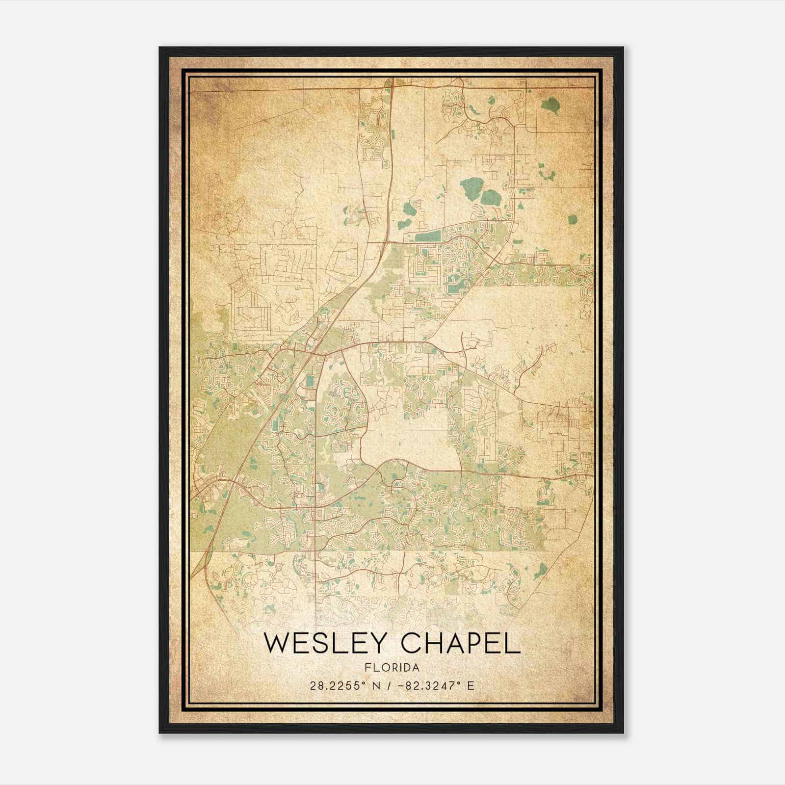 Vintage Wesley Chapel Florida Map Poster, Modern Home Decor Wall Art Print Vintage Wesley Chapel Florida Map Poster, Modern Home Decor Wall Art Print