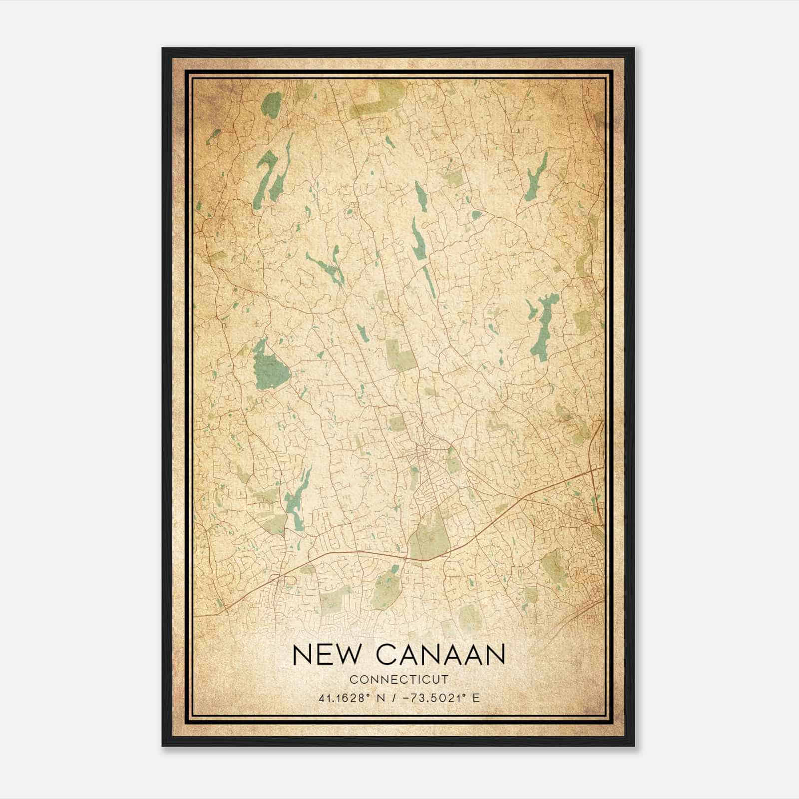 Vintage New Canaan Connecticut Map Poster, Modern Home Decor Wall Art Print