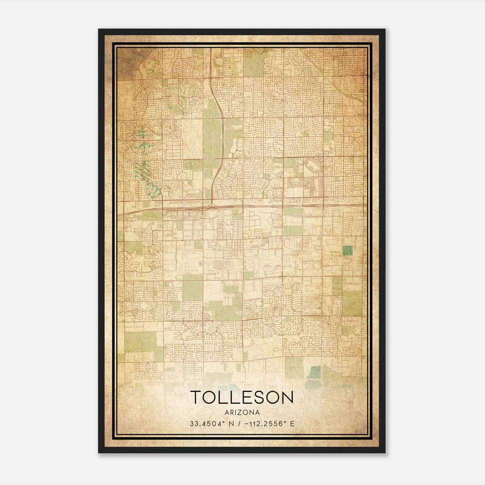 Vintage Tolleson Arizona Map Poster, Modern Home Decor Wall Art Print