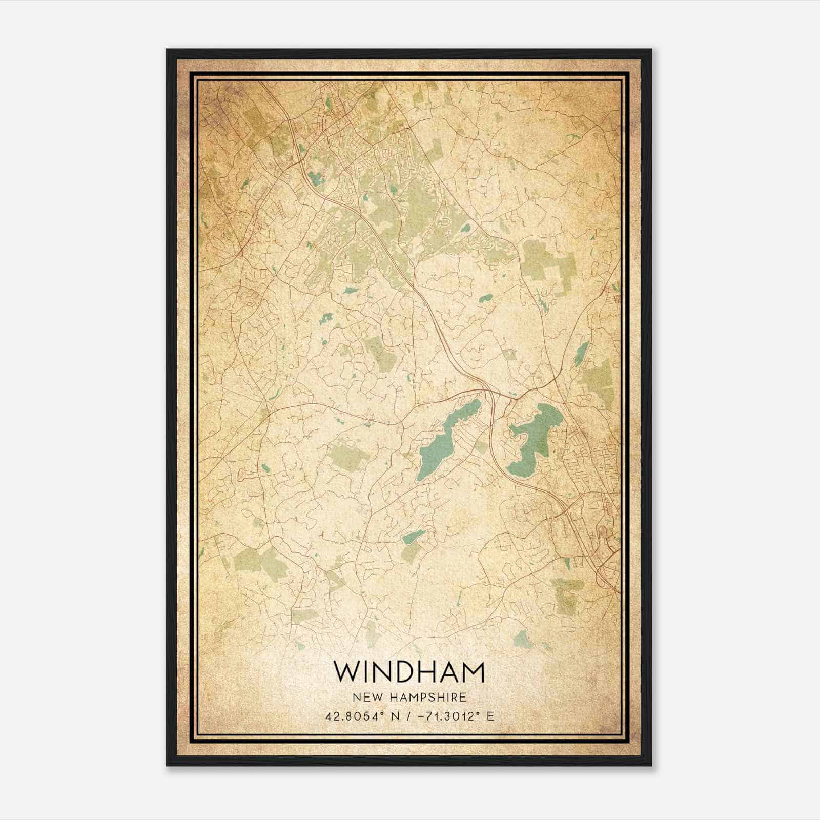 Vintage Windham New Hampshire Map Poster, Modern Home Decor Wall Art Print