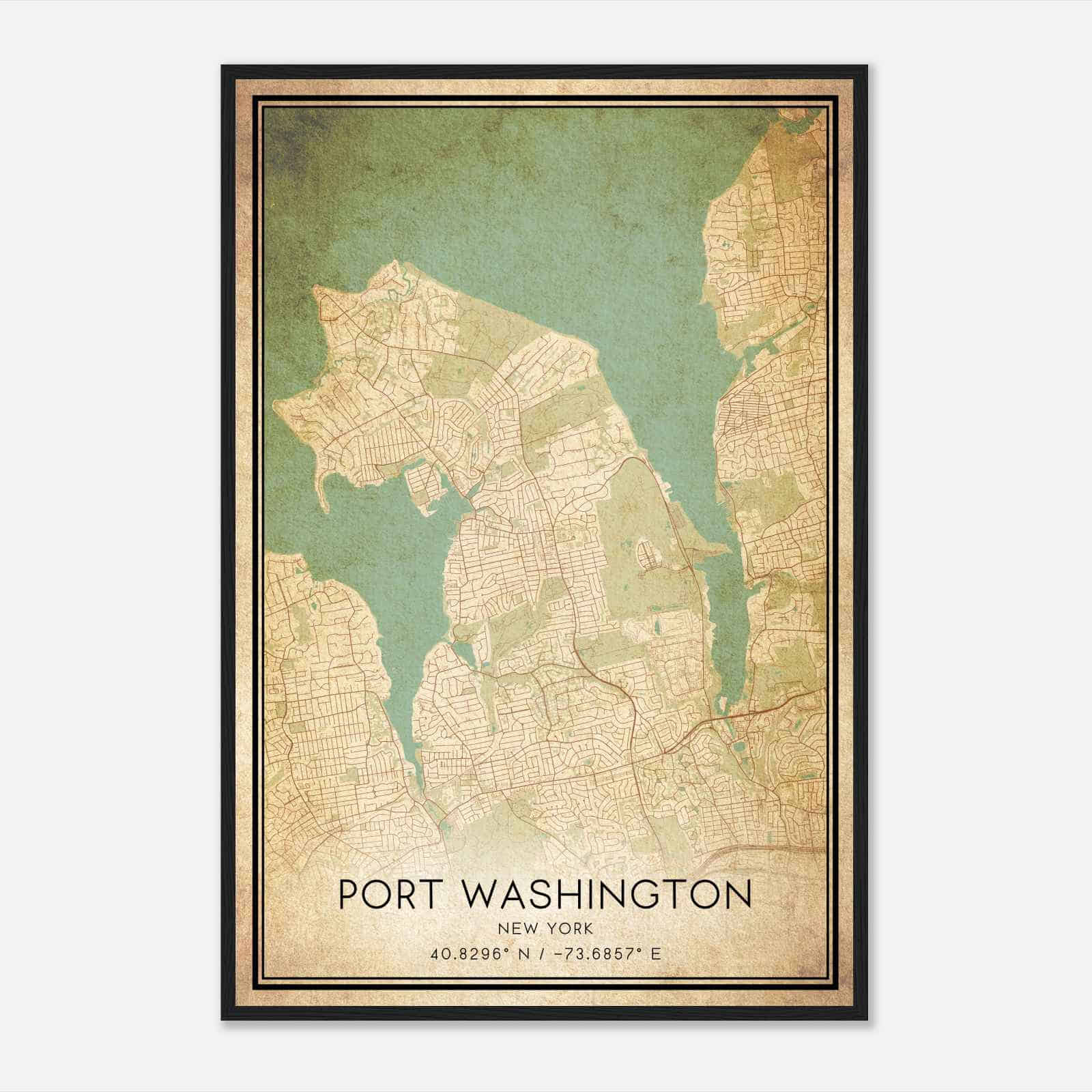 Vintage Port Washington New York Map Poster, Modern Home Decor Wall Art Print