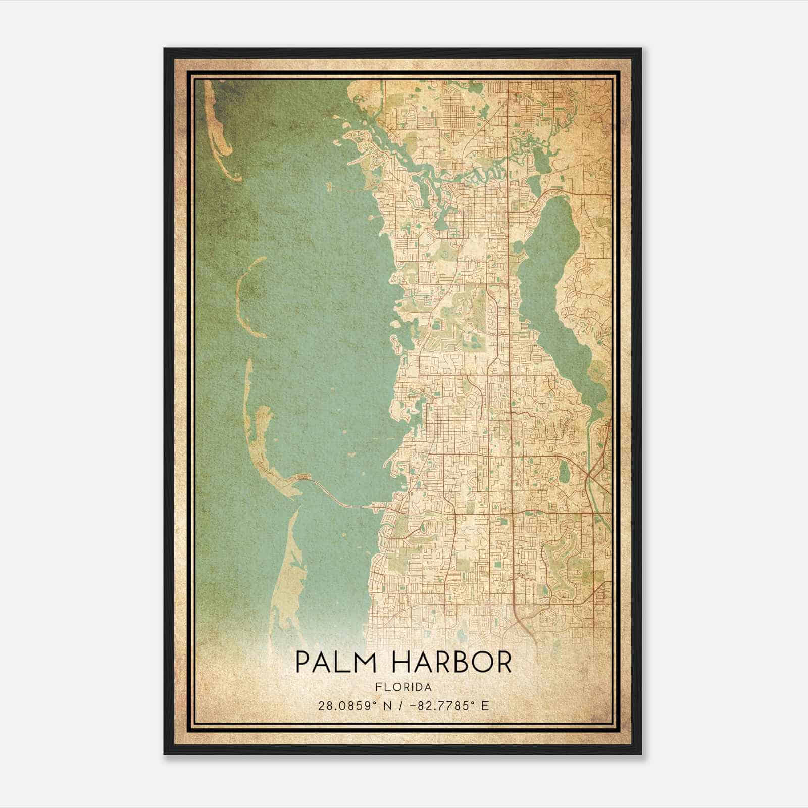 Vintage Palm Harbor Florida Map Poster, Modern Home Decor Wall Art Print