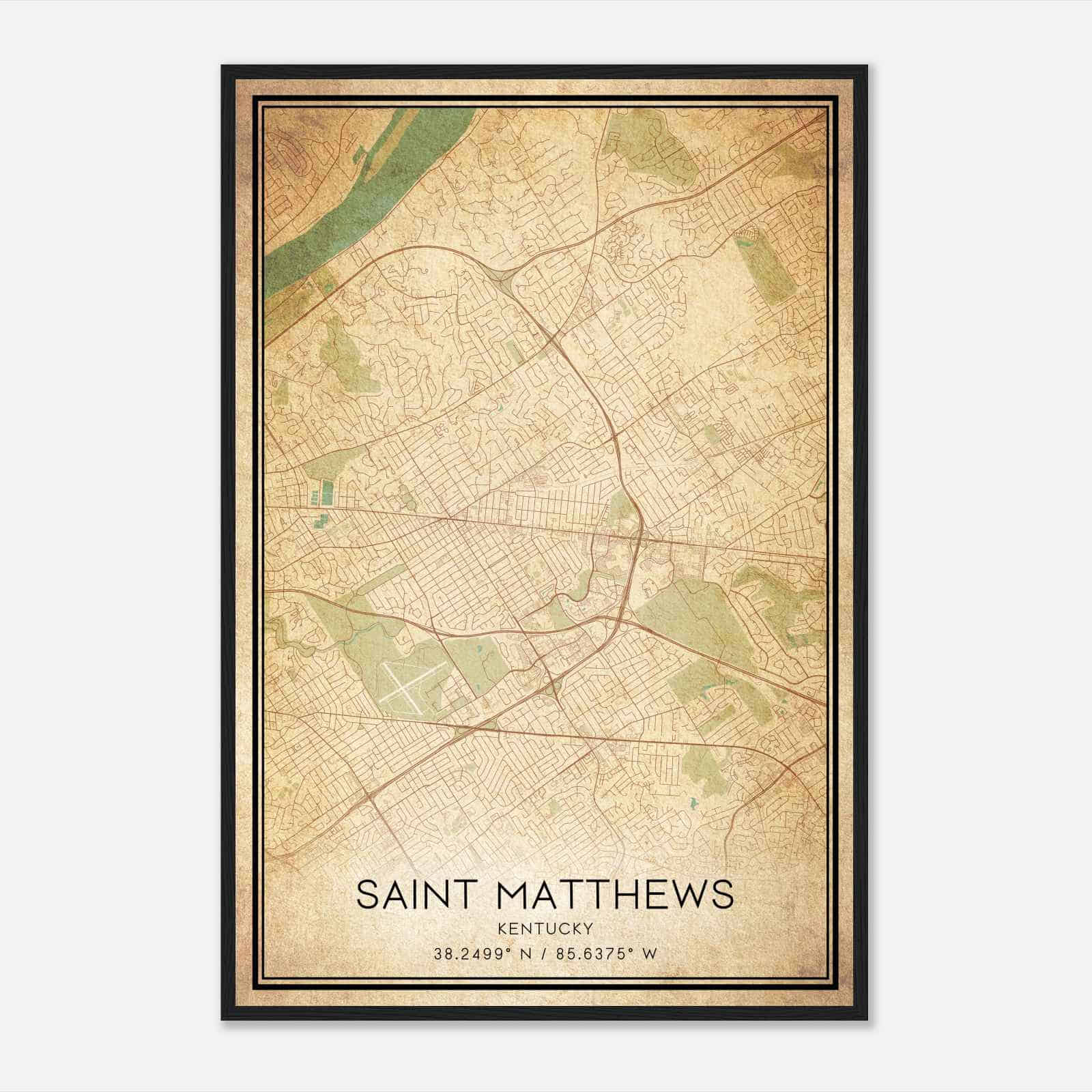 Vintage Saint Matthews Kentucky Map Poster, Modern Home Decor Wall Art Print