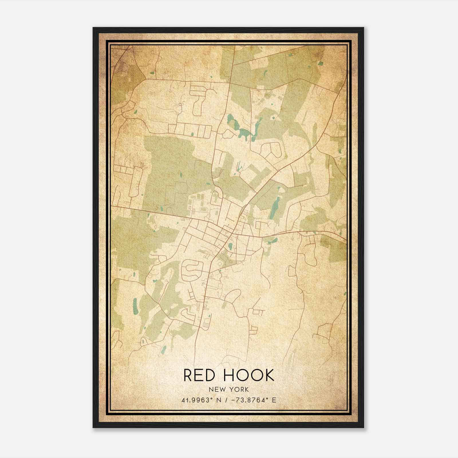 Vintage Red Hook New York Map Poster, Modern Home Decor Wall Art Print