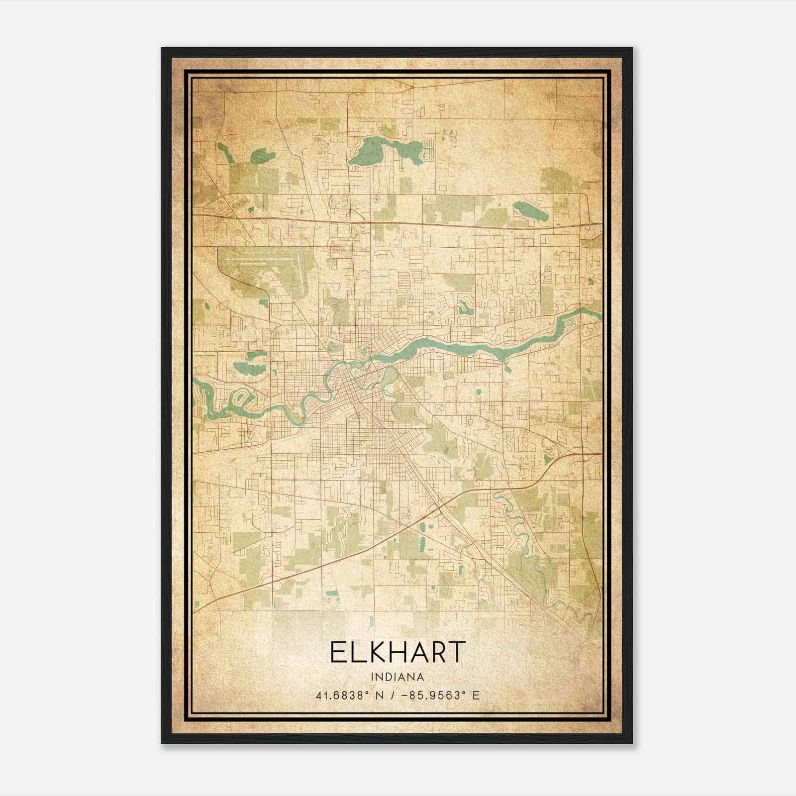 Vintage Elkhart Indiana Map Poster, Modern Home Decor Wall Art Print Vintage Elkhart Indiana Map Poster, Modern Home Decor Wall Art Print
