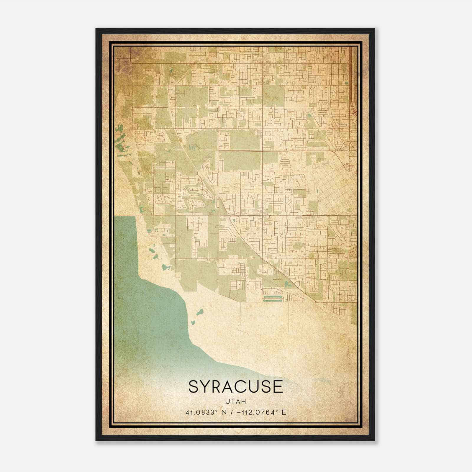 Vintage Syracuse Utah Map Poster, Modern Home Decor Wall Art Print