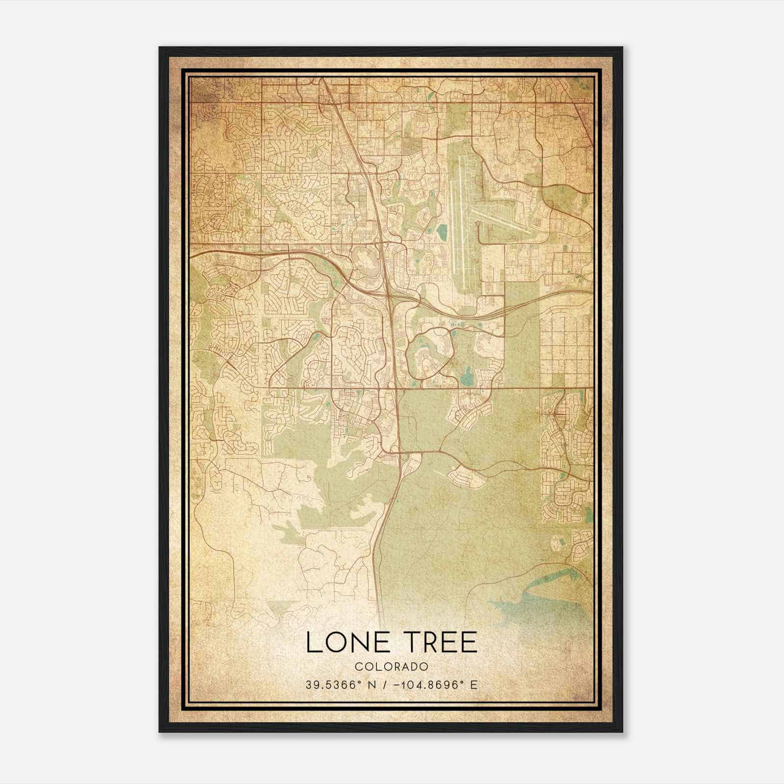 Vintage Lone Tree Colorado Map Poster, Modern Home Decor Wall Art Print ...