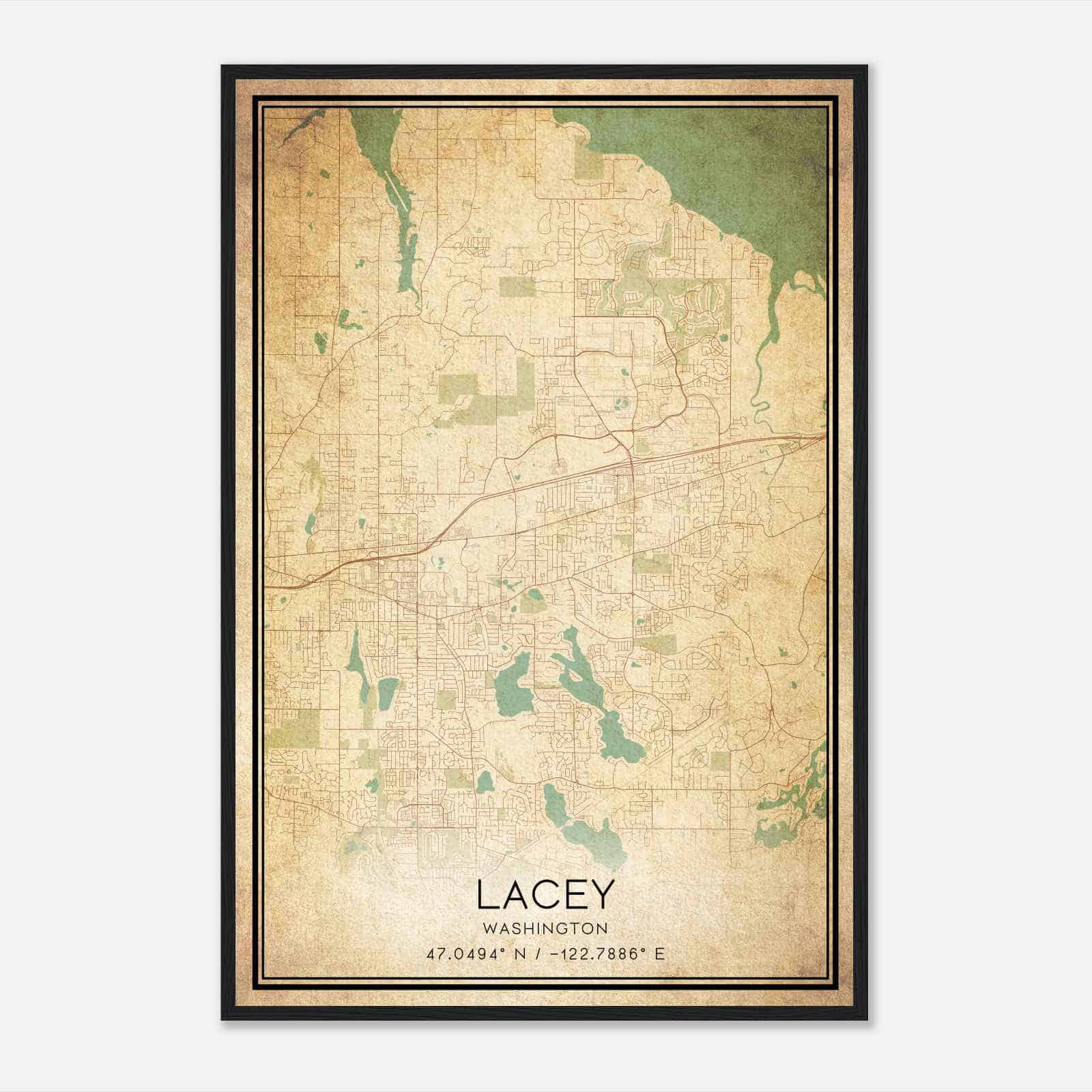 Vintage Lacey Washington Map Poster, Modern Home Decor Wall Art Print Vintage Lacey Washington Map Poster, Modern Home Decor Wall Art Print