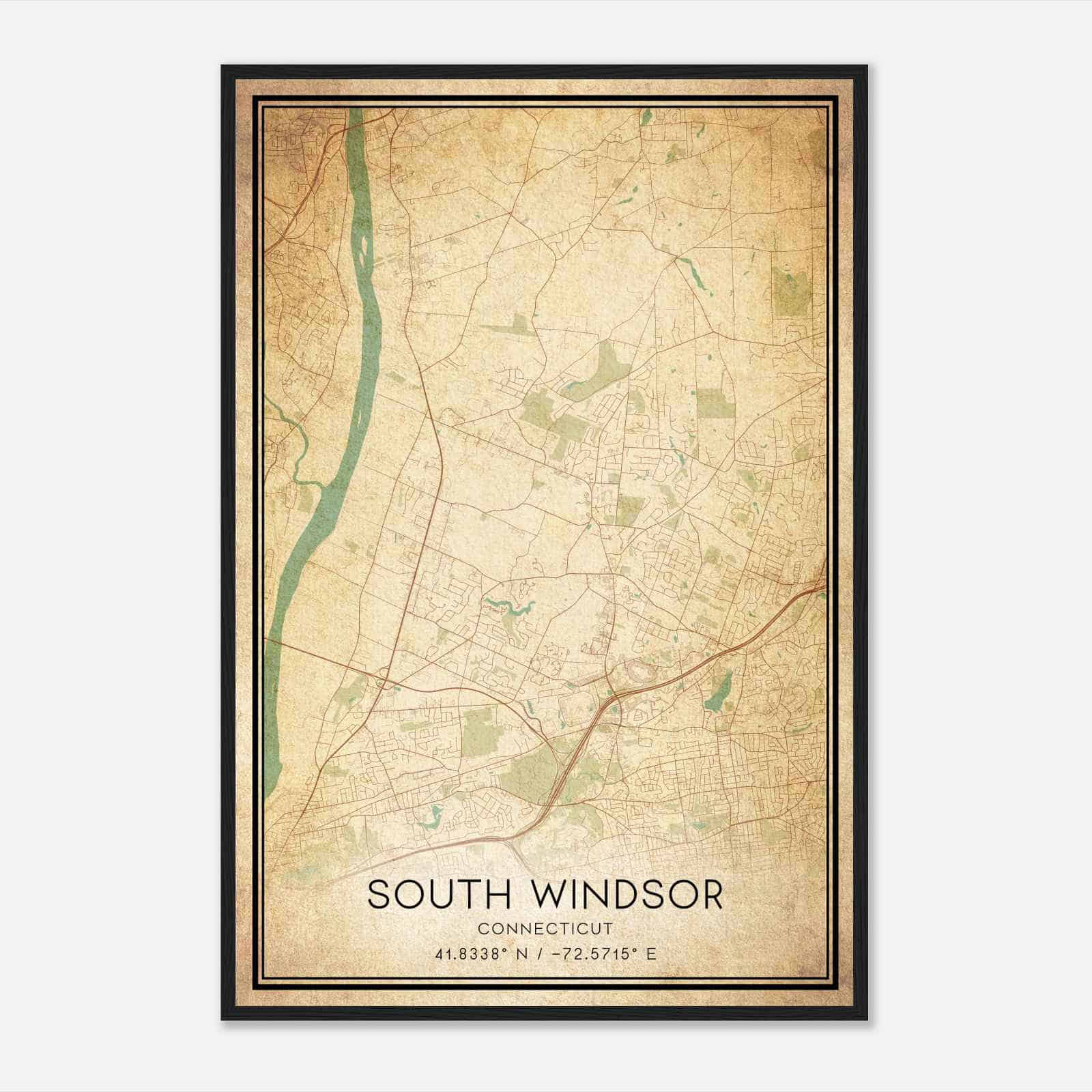 Vintage South Windsor Connecticut Map Poster, Modern Home Decor Wall Art Print