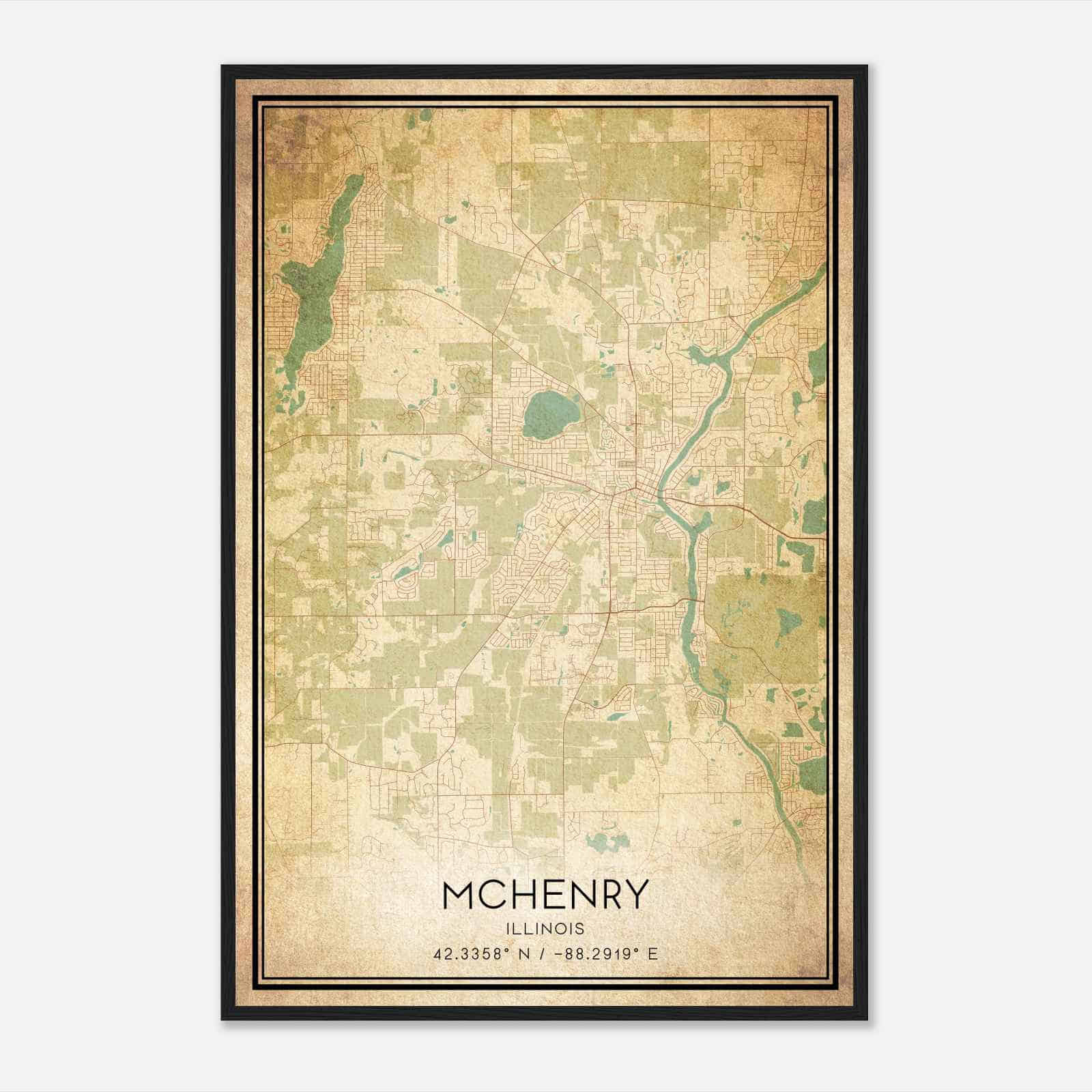 Vintage Mchenry Illinois Map Poster, Modern Home Decor Wall Art Print Vintage Mchenry Illinois Map Poster, Modern Home Decor Wall Art Print