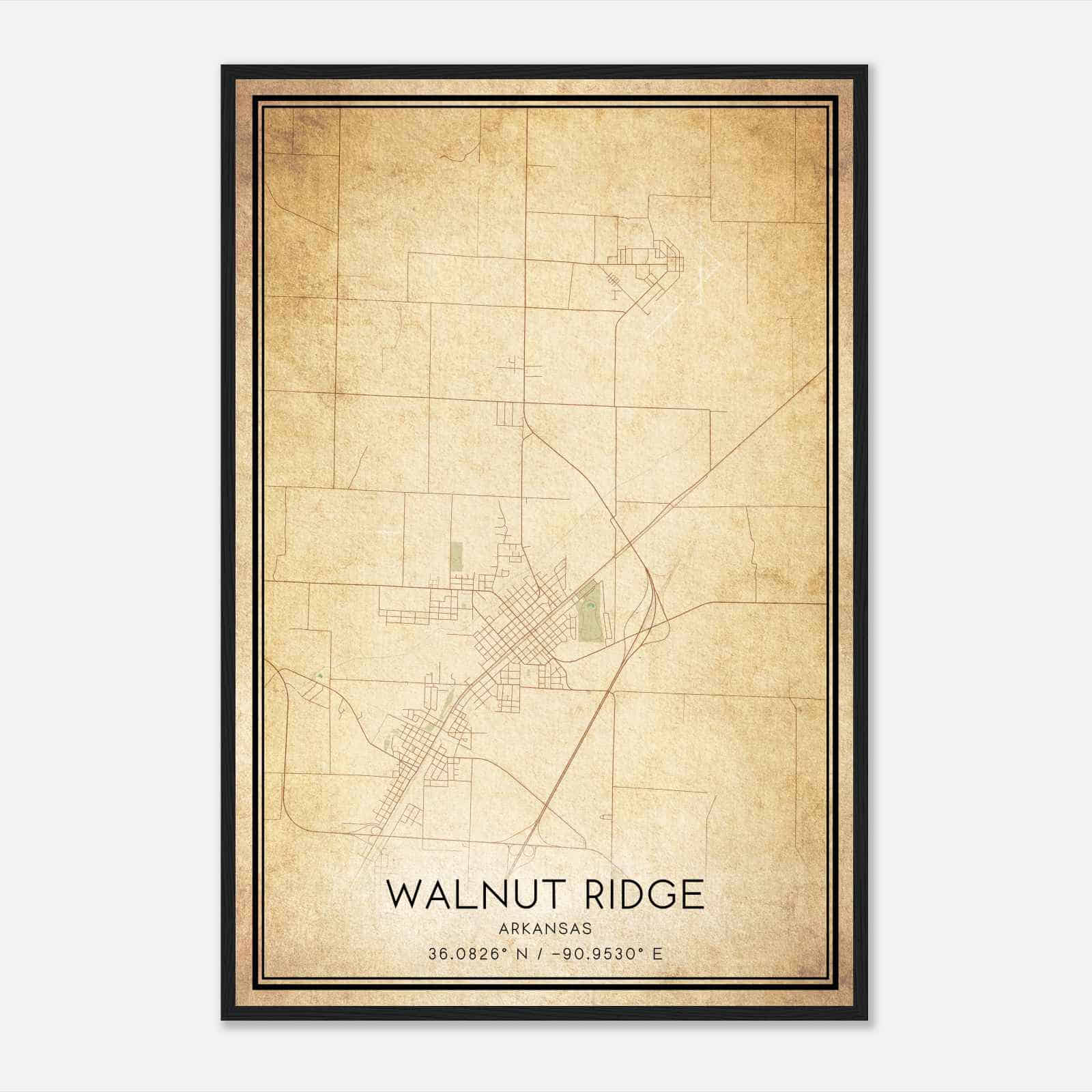 Vintage Walnut Ridge Arkansas Map Poster, Modern Home Decor Wall Art Print