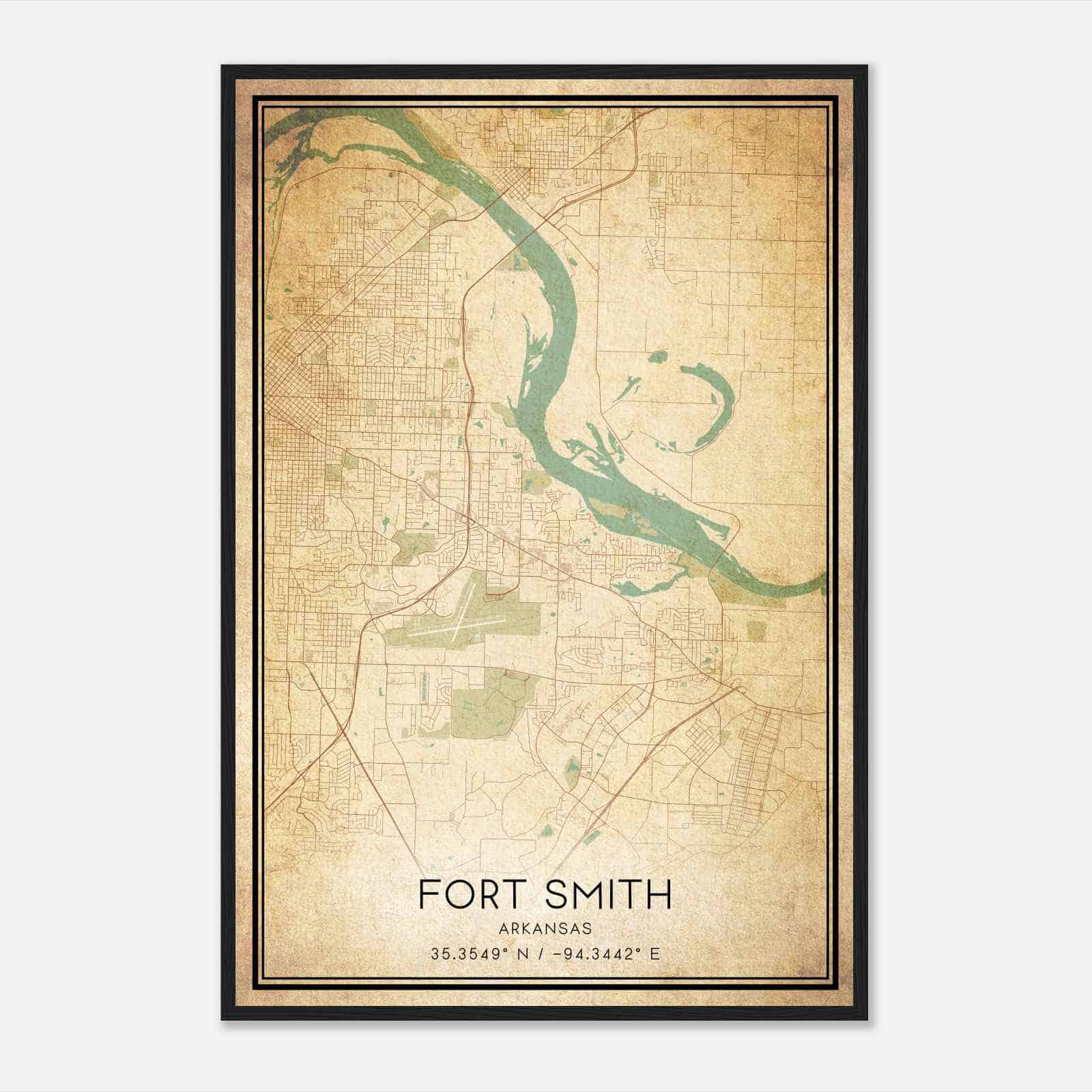 Vintage Fort Smith Arkansas Map Poster, Modern Home Decor Wall Art Print