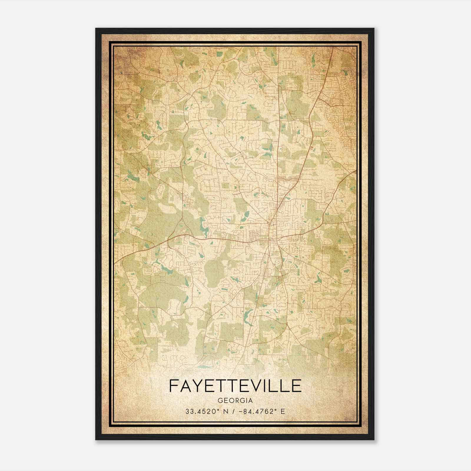 Vintage Fayetteville Georgia Map Poster, Modern Home Decor Wall Art Print