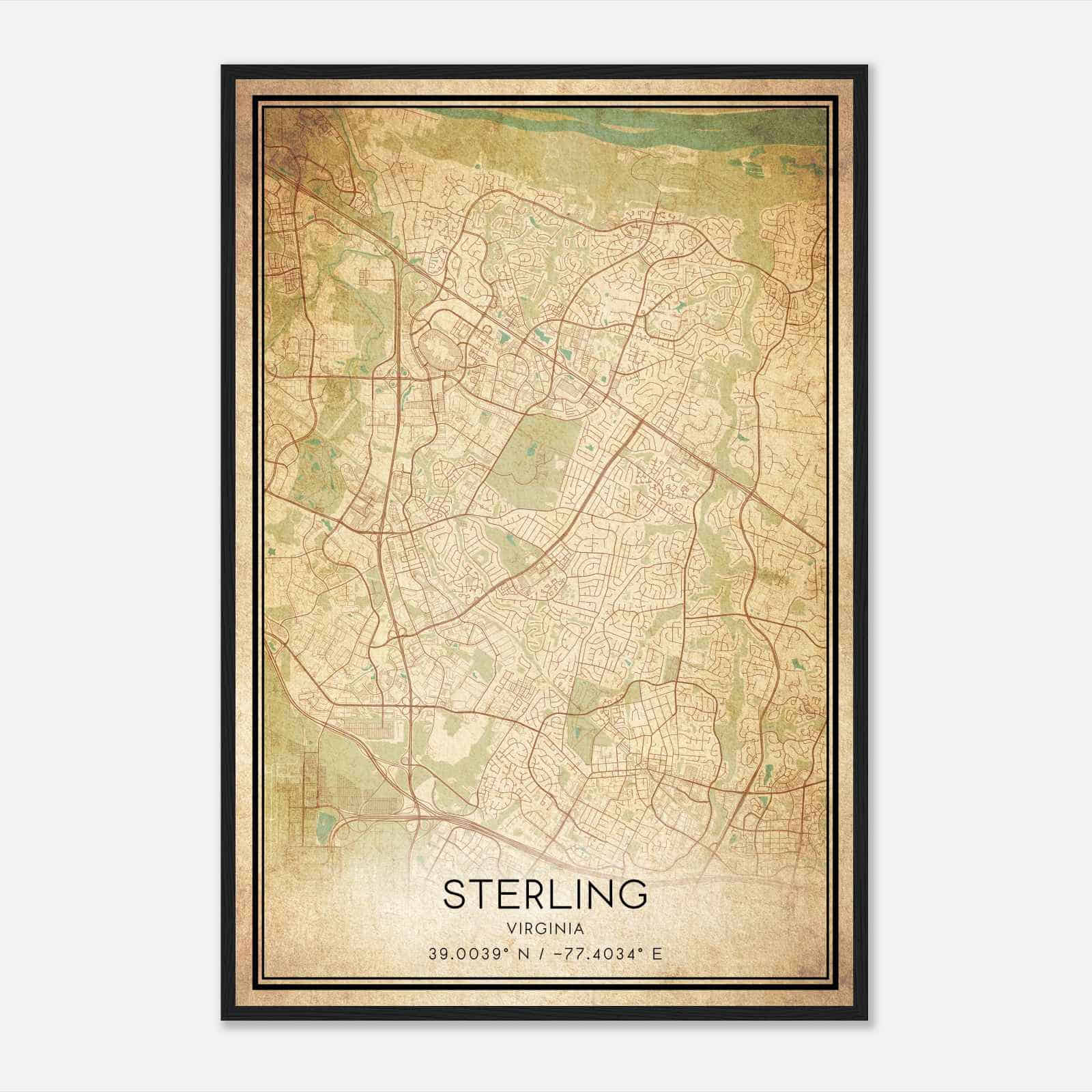 Vintage Sterling Virginia Map Poster, Modern Home Decor Wall Art Print