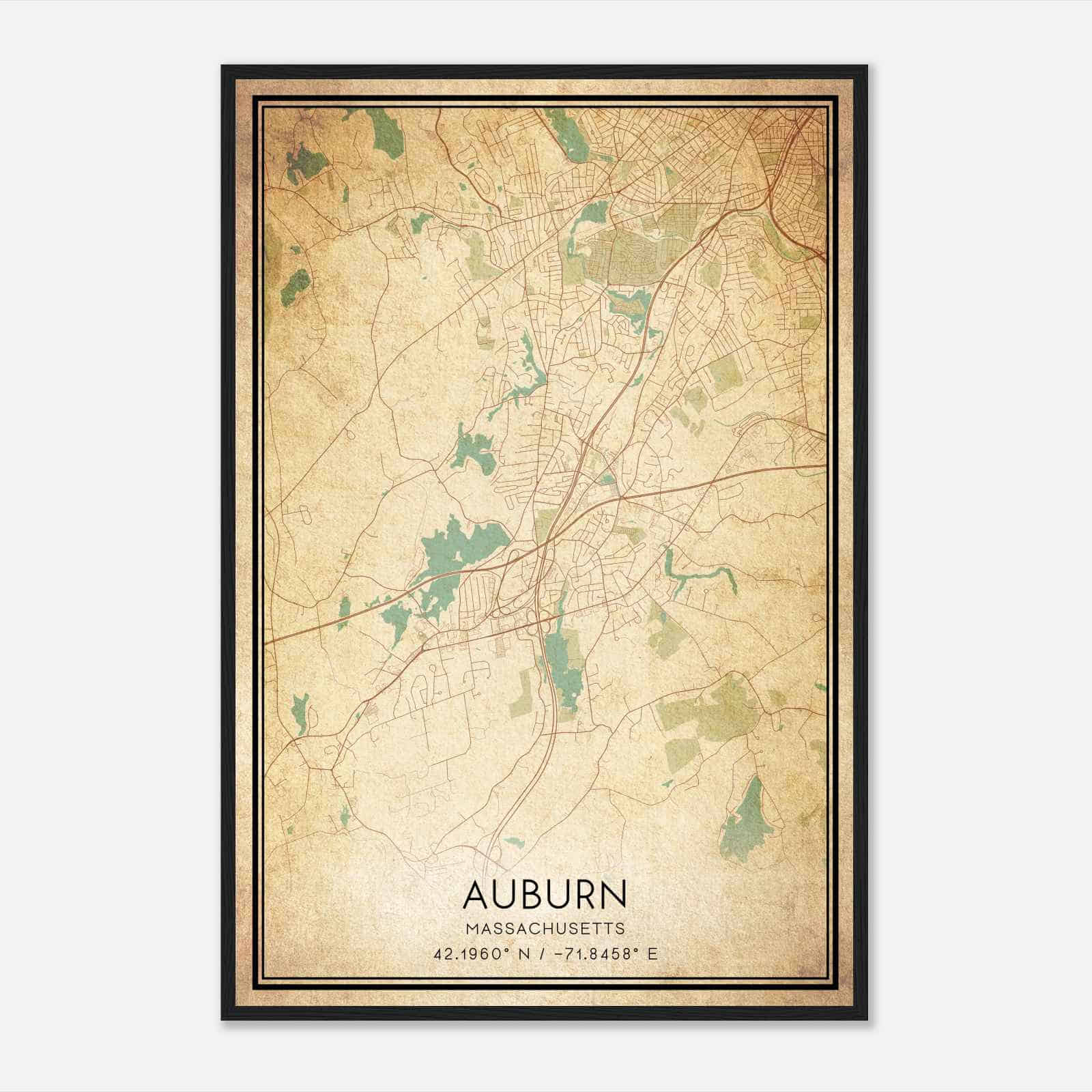 Vintage Auburn Massachusetts Map Poster, Modern Home Decor Wall Art Print Vintage Auburn Massachusetts Map Poster, Modern Home Decor Wall Art Print