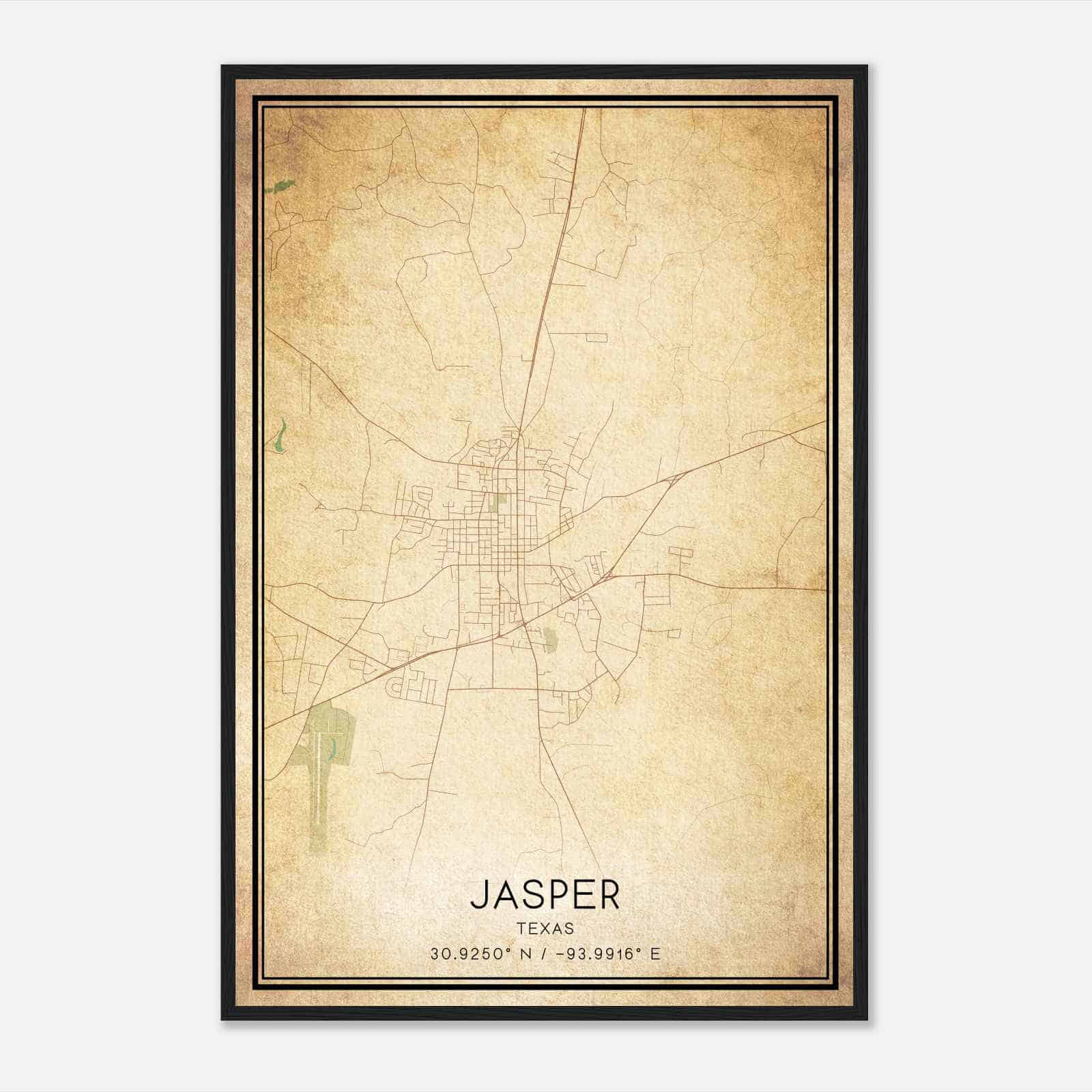 Vintage Jasper Texas Map Poster, Modern Home Decor Wall Art Print