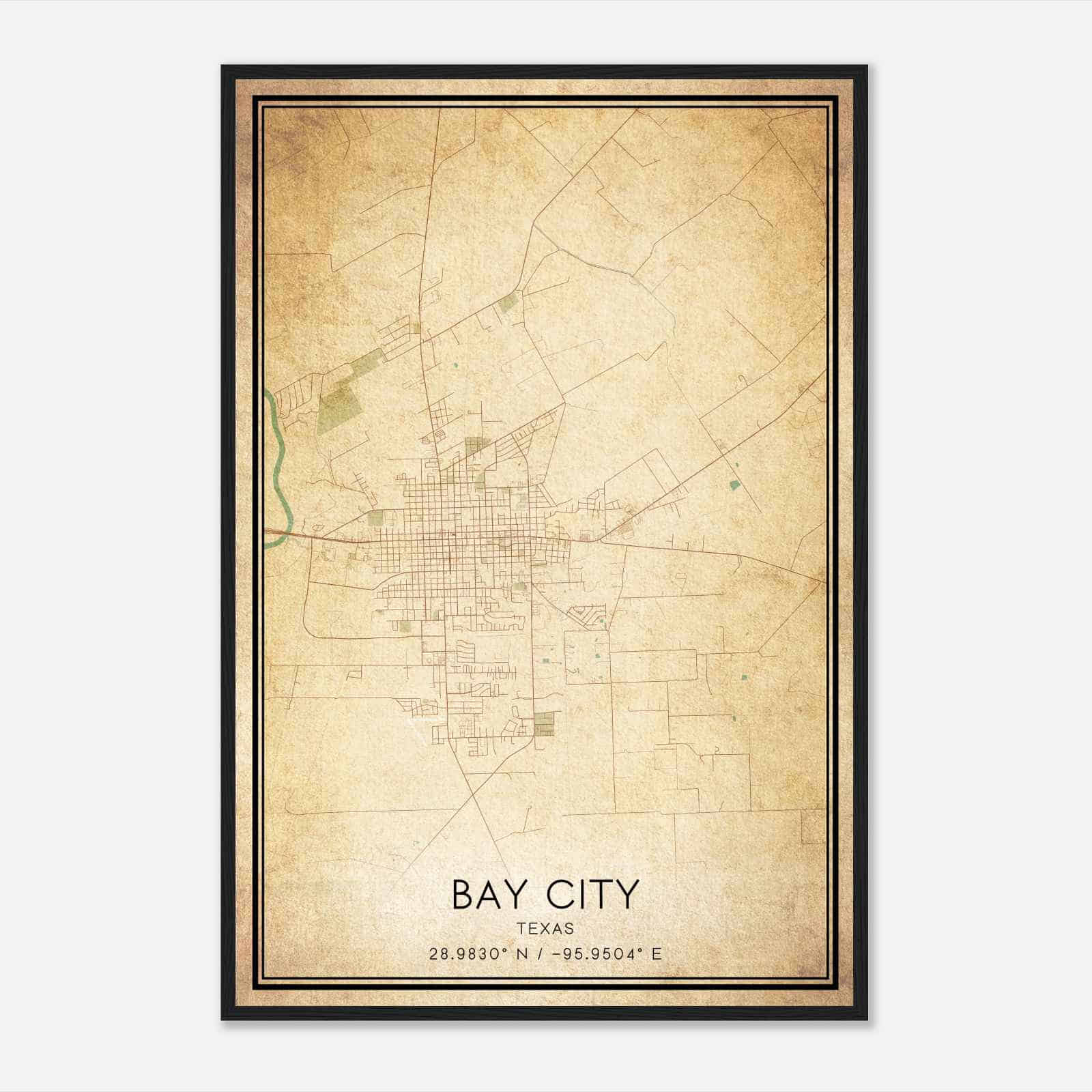 Vintage Bay City Texas Map Poster, Modern Home Decor Wall Art Print Vintage Bay City Texas Map Poster, Modern Home Decor Wall Art Print