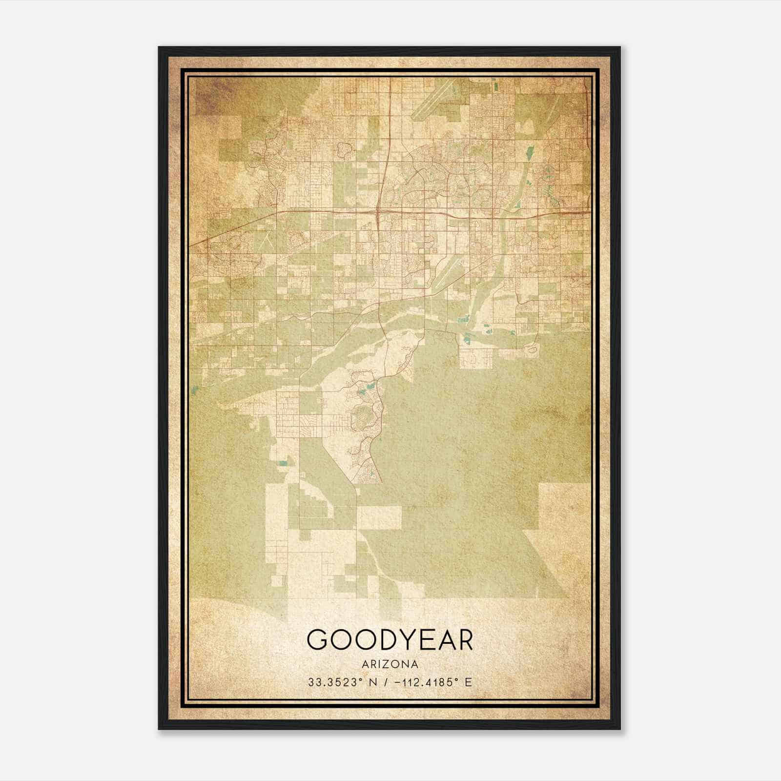 Vintage Goodyear Arizona Map Poster, Modern Home Decor Wall Art Print