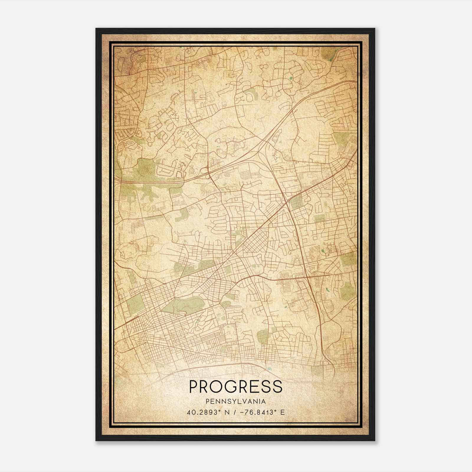 Vintage Progress Pennsylvania Map Poster, Modern Home Decor Wall Art Print