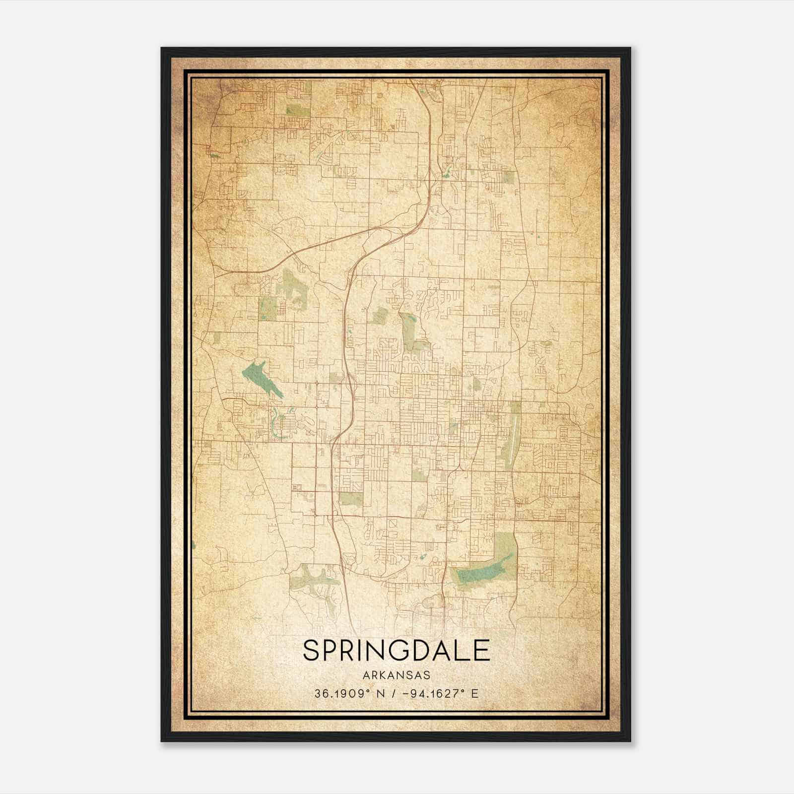 Vintage Springdale Arkansas Map Poster, Modern Home Decor Wall Art Print
