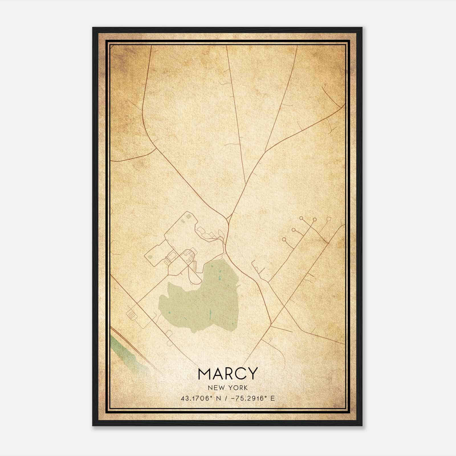Vintage Marcy New York Map Poster, Modern Home Decor Wall Art Print
