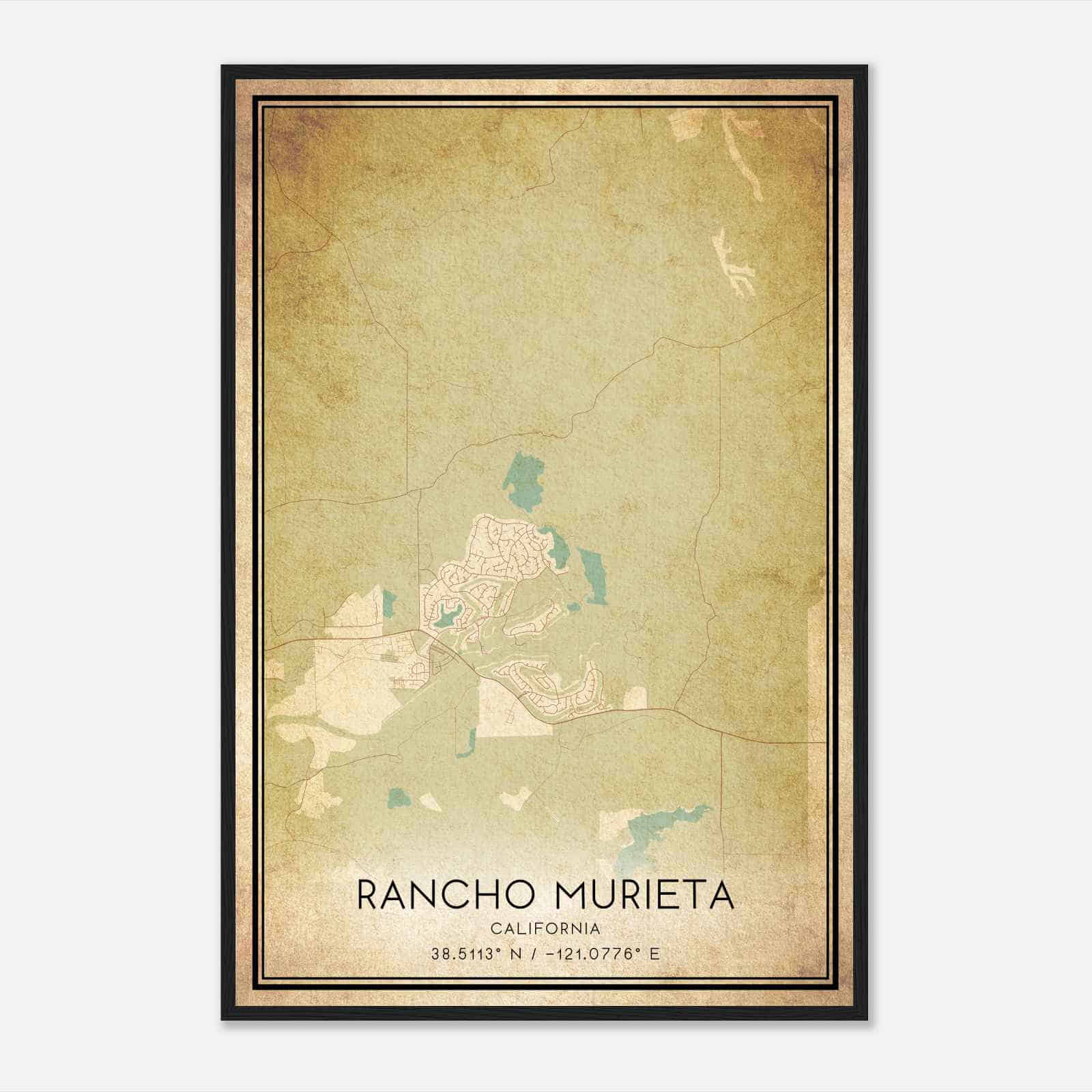 Vintage Rancho Murieta California Map Poster, Modern Home Decor Wall Art Print