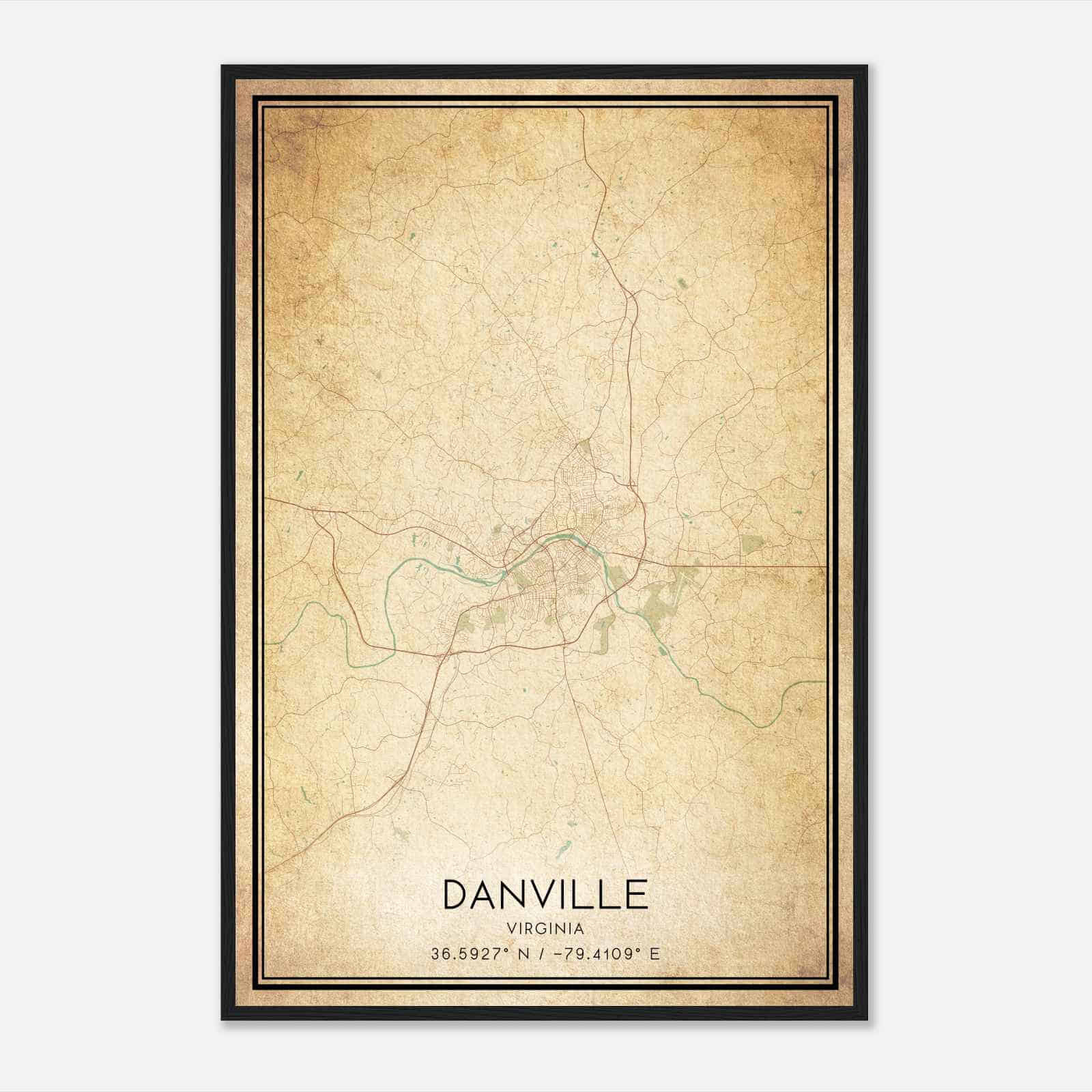 Vintage Danville Virginia Map Poster, Modern Home Decor Wall Art Print Vintage Danville Virginia Map Poster, Modern Home Decor Wall Art Print