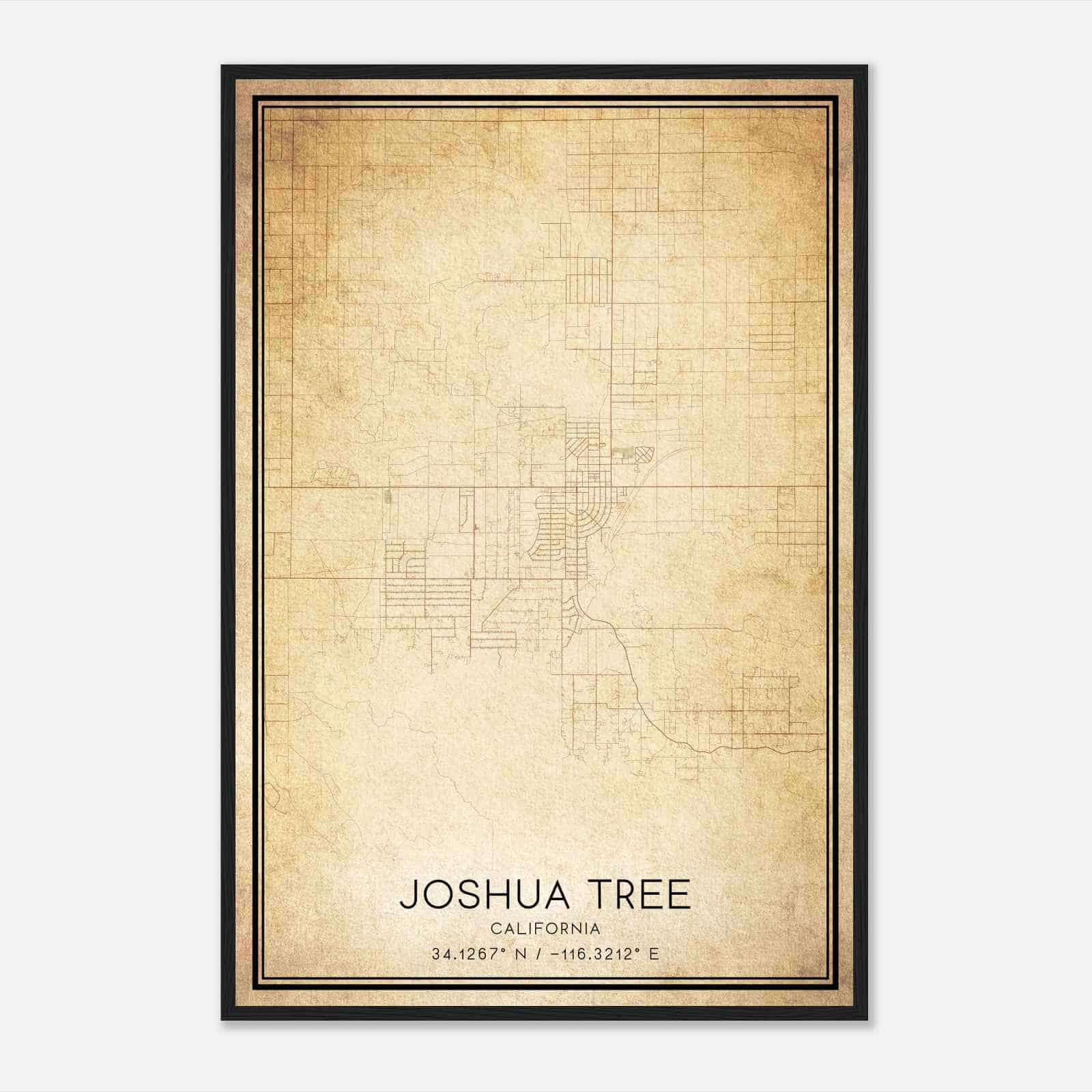 Vintage Joshua Tree California Map Poster, Modern Home Decor Wall Art Print