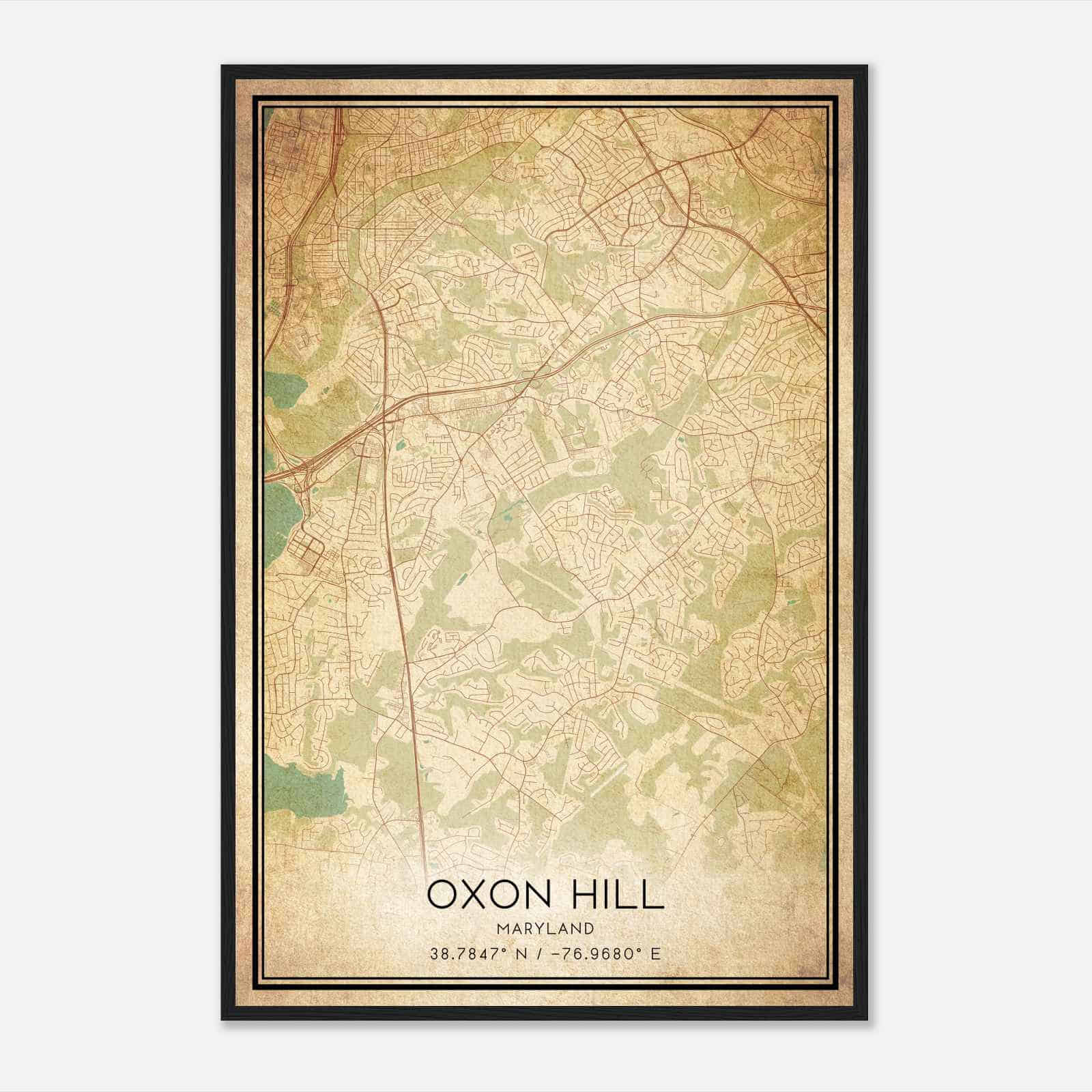 Vintage Oxon Hill Maryland Map Poster, Modern Home Decor Wall Art Print