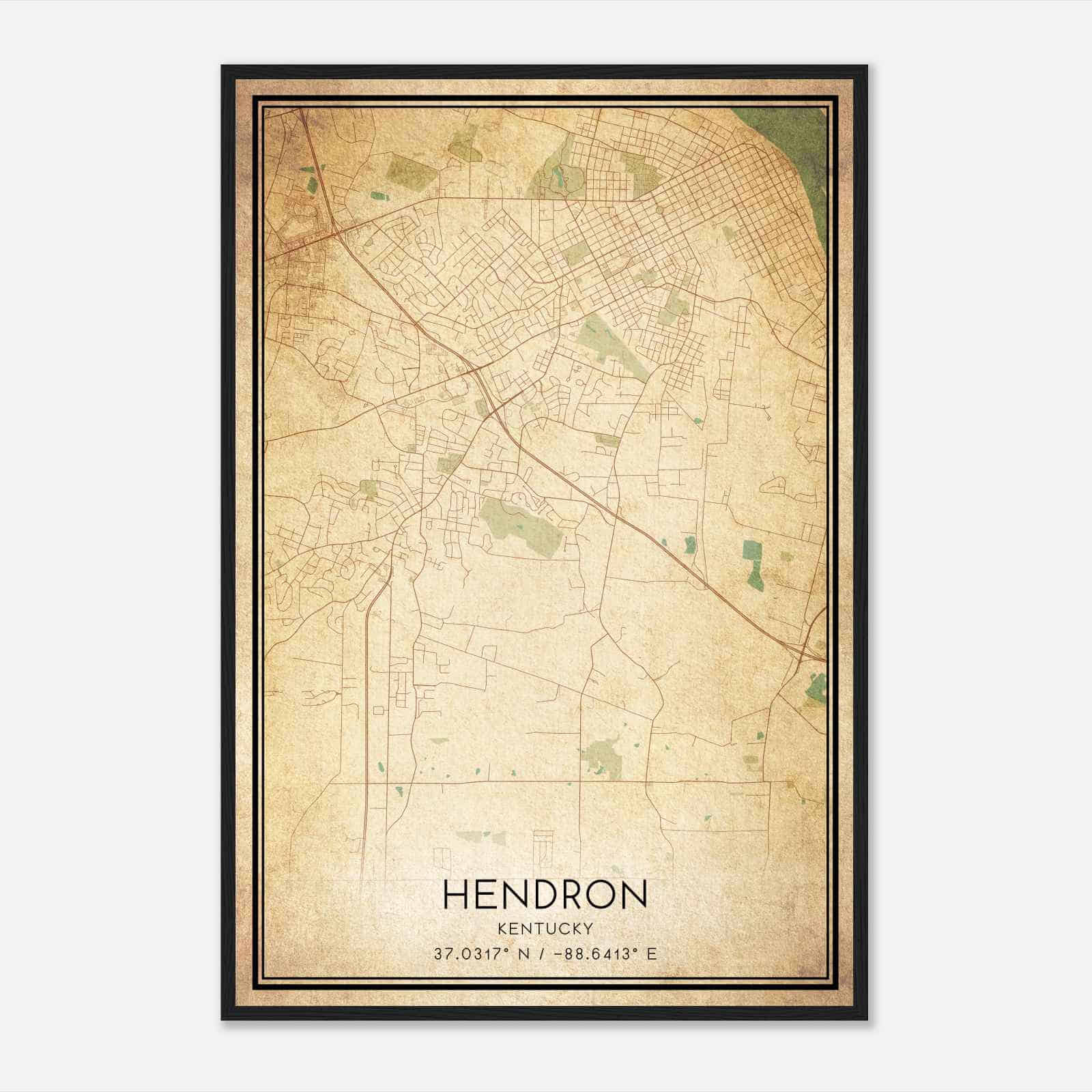 Vintage Hendron Kentucky Map Poster, Modern Home Decor Wall Art Print